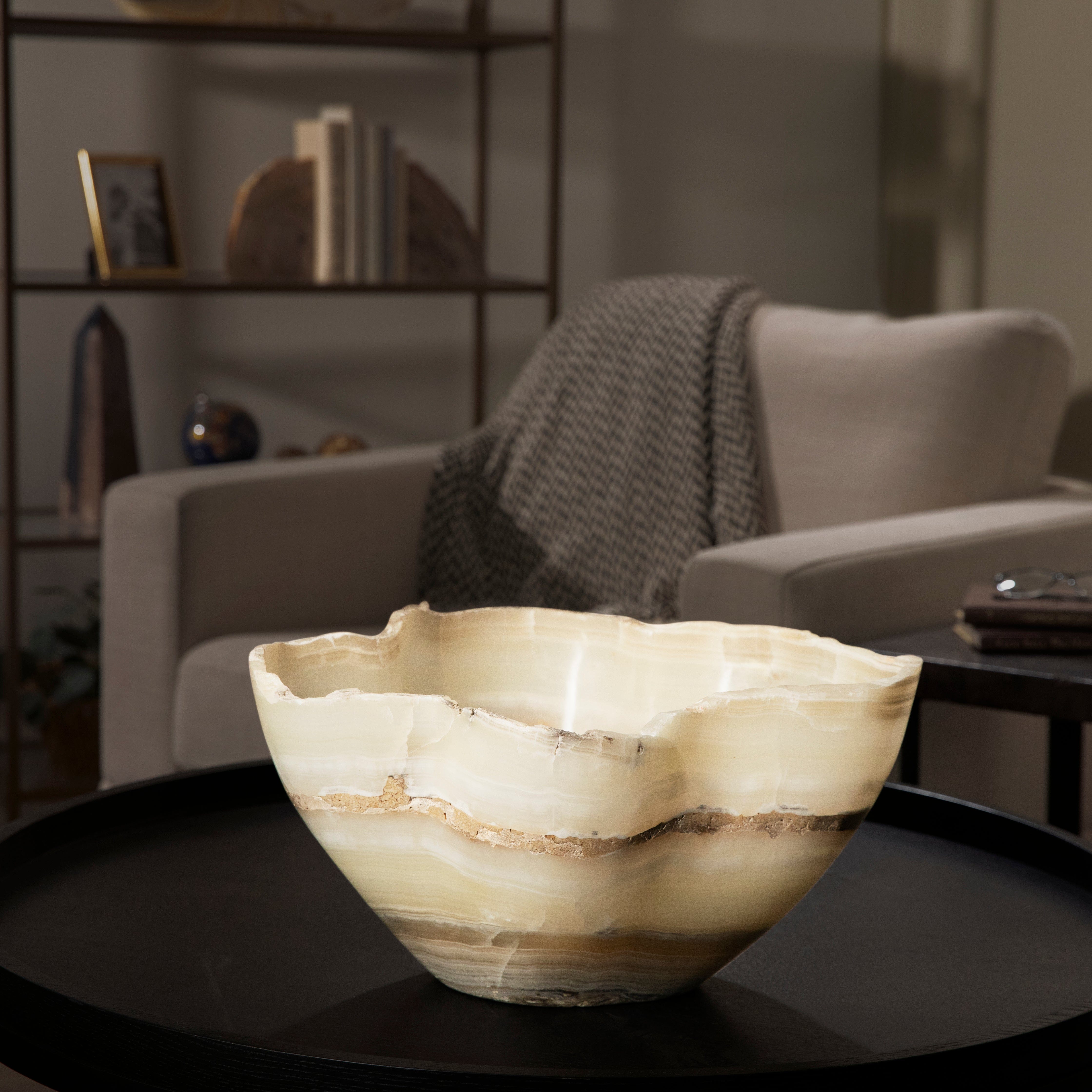 Kalifano Gemstone Bowl Grey Onyx Bowl - 18 in BOX9600.005