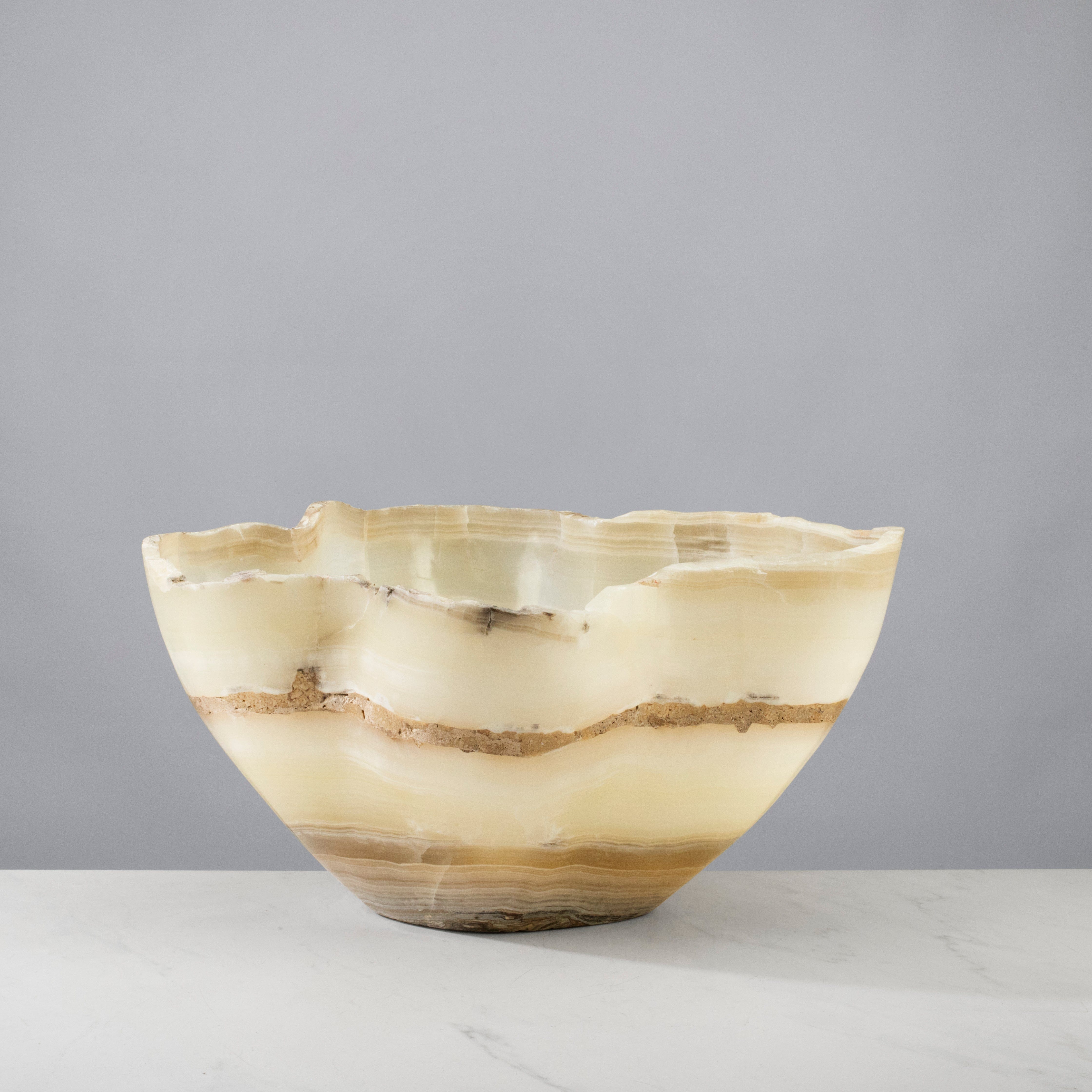 Kalifano Gemstone Bowl Grey Onyx Bowl - 18 in BOX9600.005
