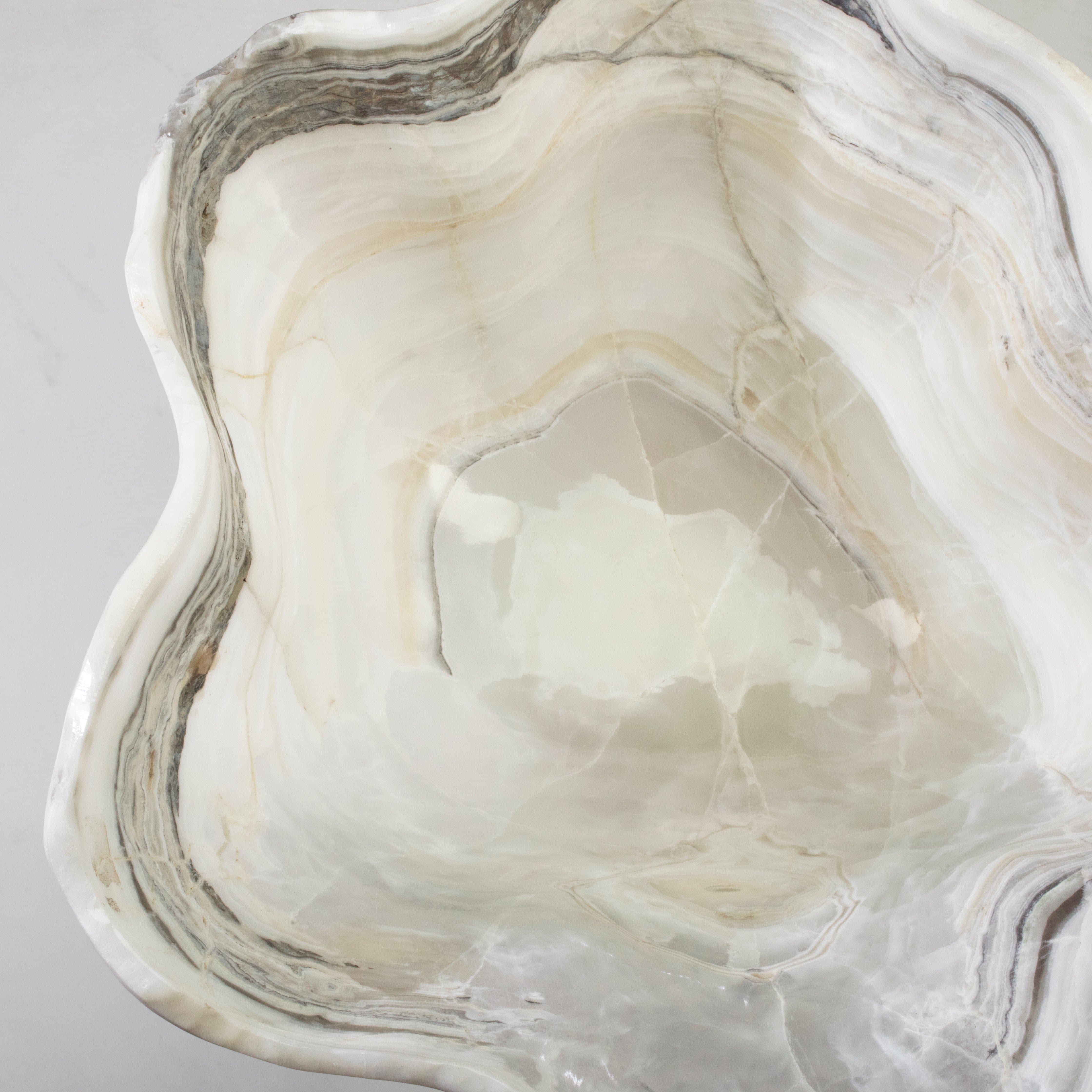Kalifano Gemstone Bowl White Onyx Bowl - 19 in BOX138000.001