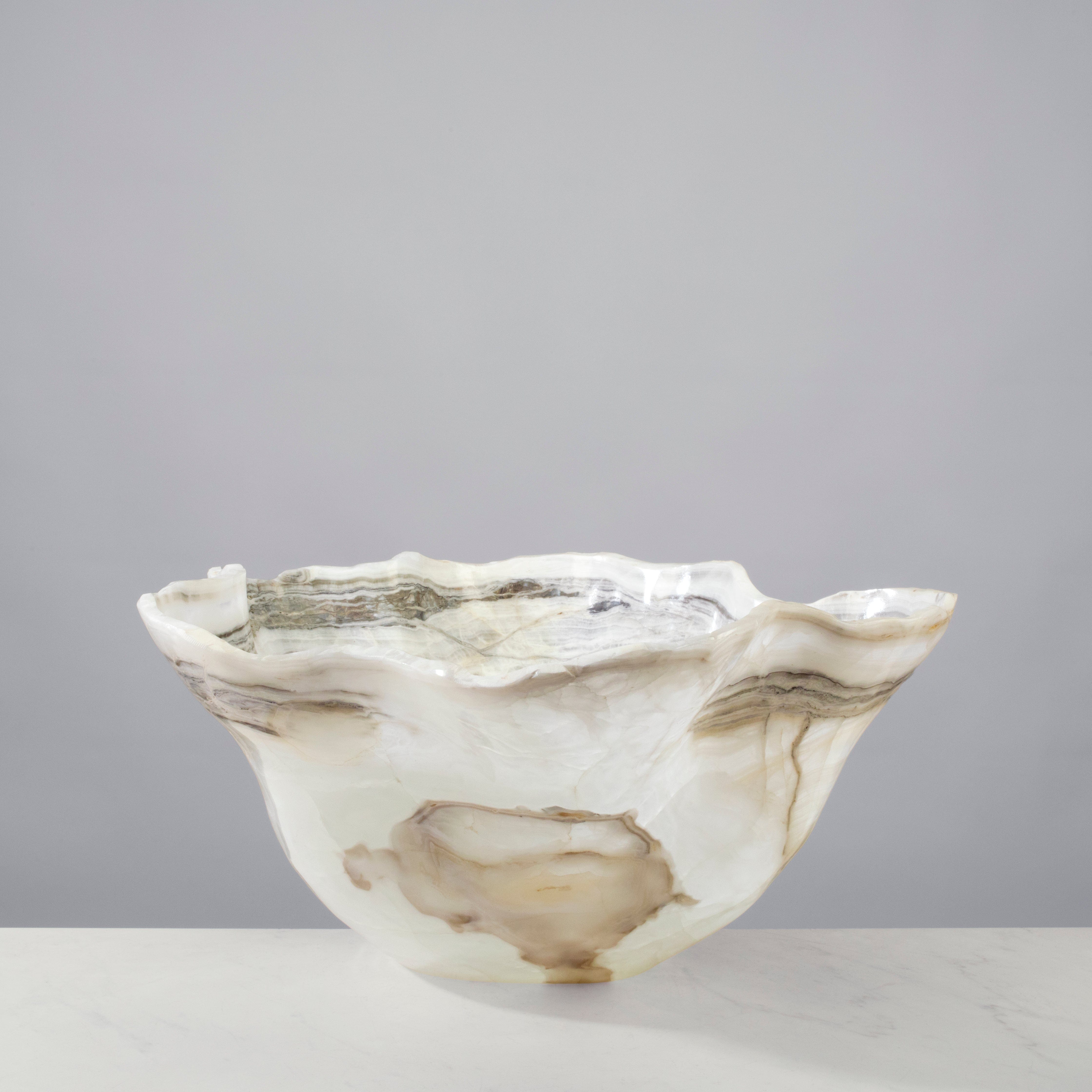 Kalifano Gemstone Bowl White Onyx Bowl - 19 in BOX138000.001