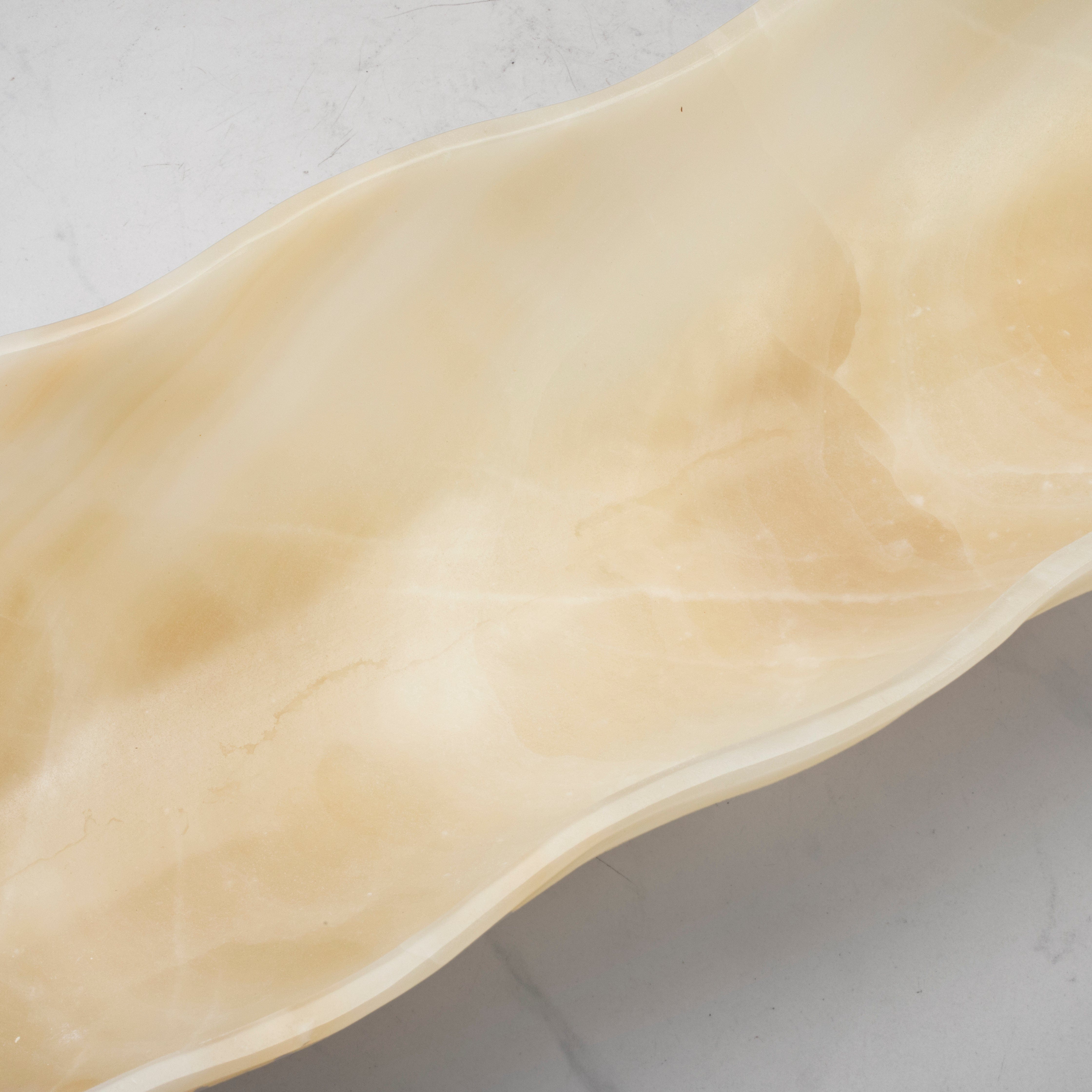 Kalifano Gemstone Bowl White Onyx Canoe Bowl - 31 in BOX4800.001