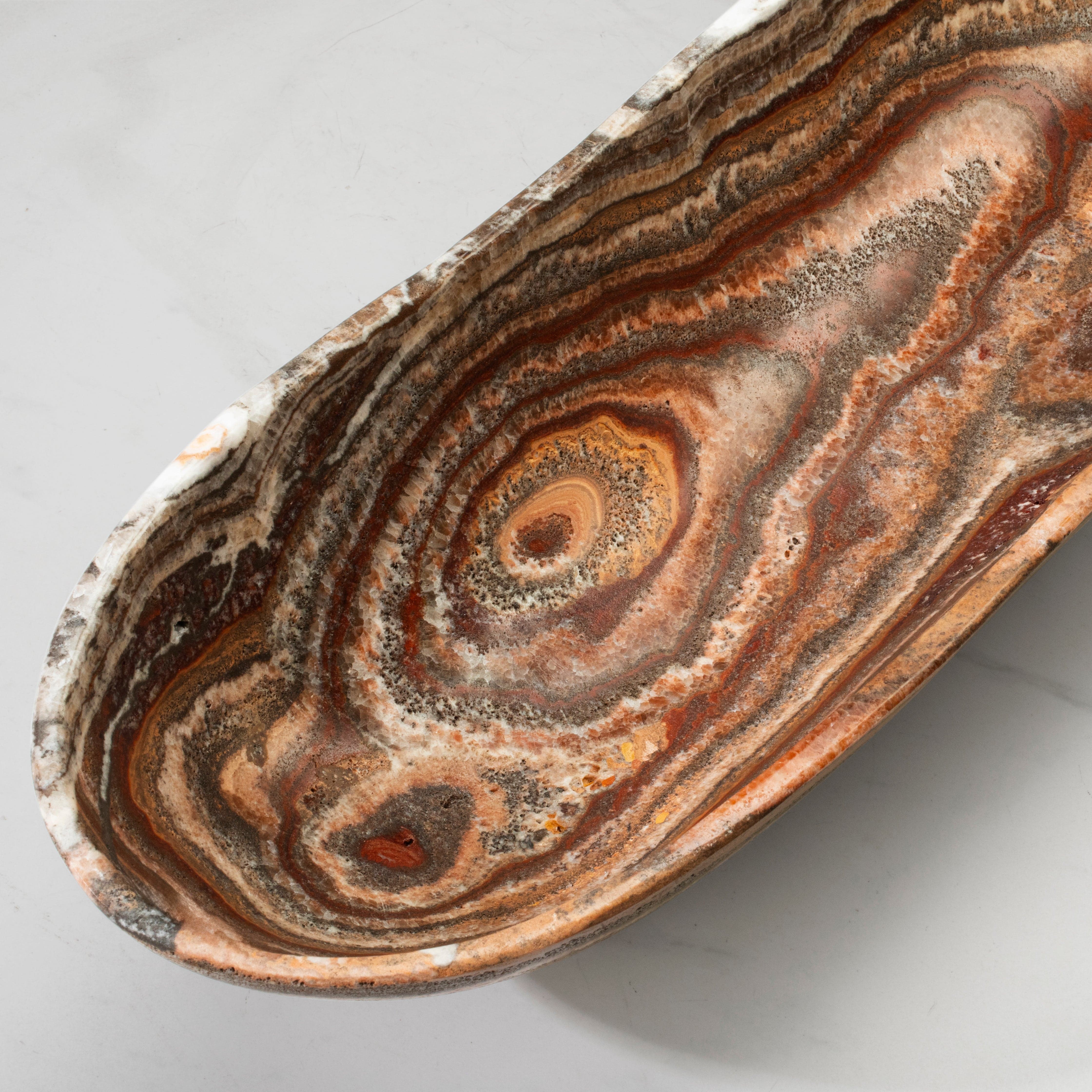 Kalifano Gemstone Bowl Zebra Onyx Canoe Bowl - 31 in BOX7800.009