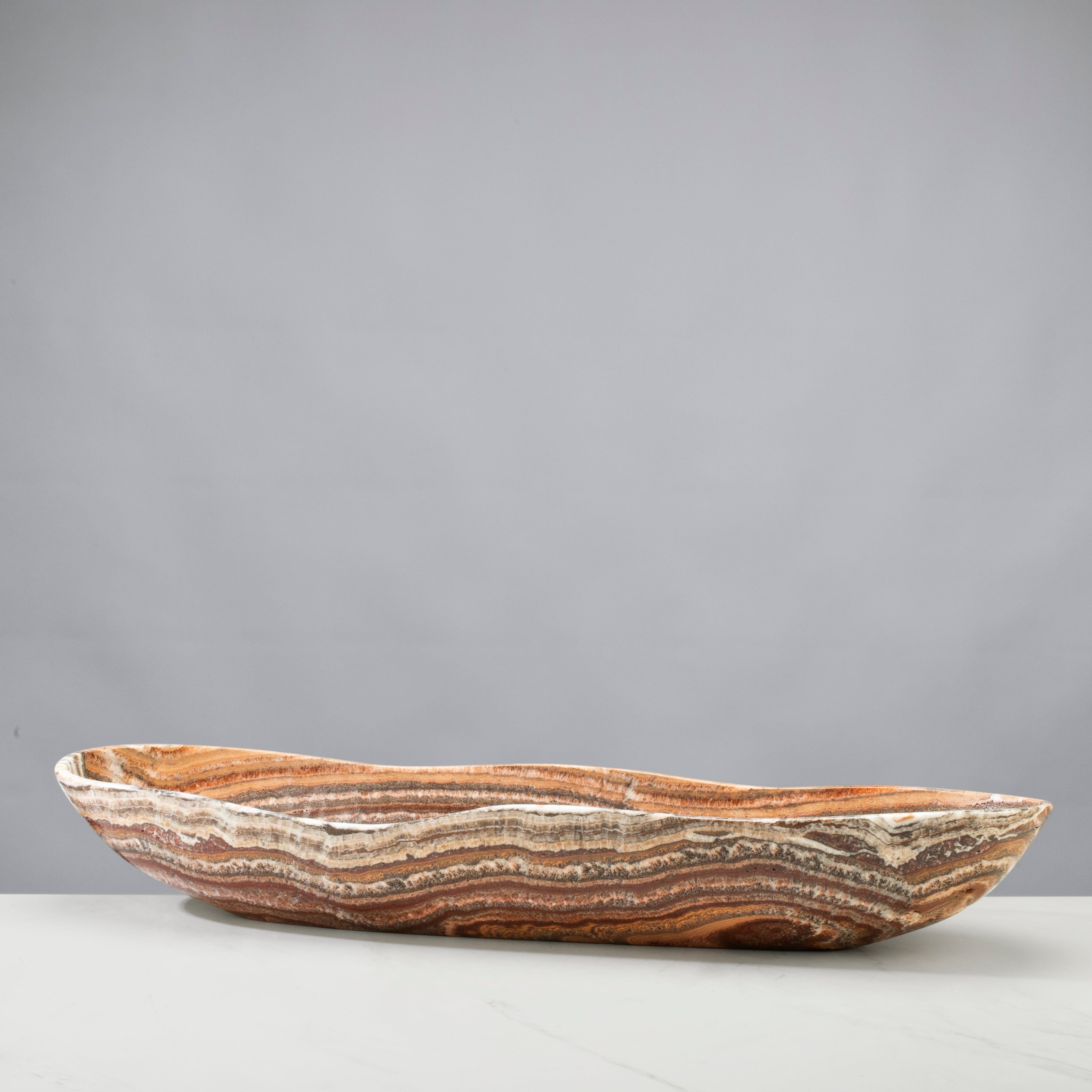Zebra Onyx Canoe Bowl - 31 in