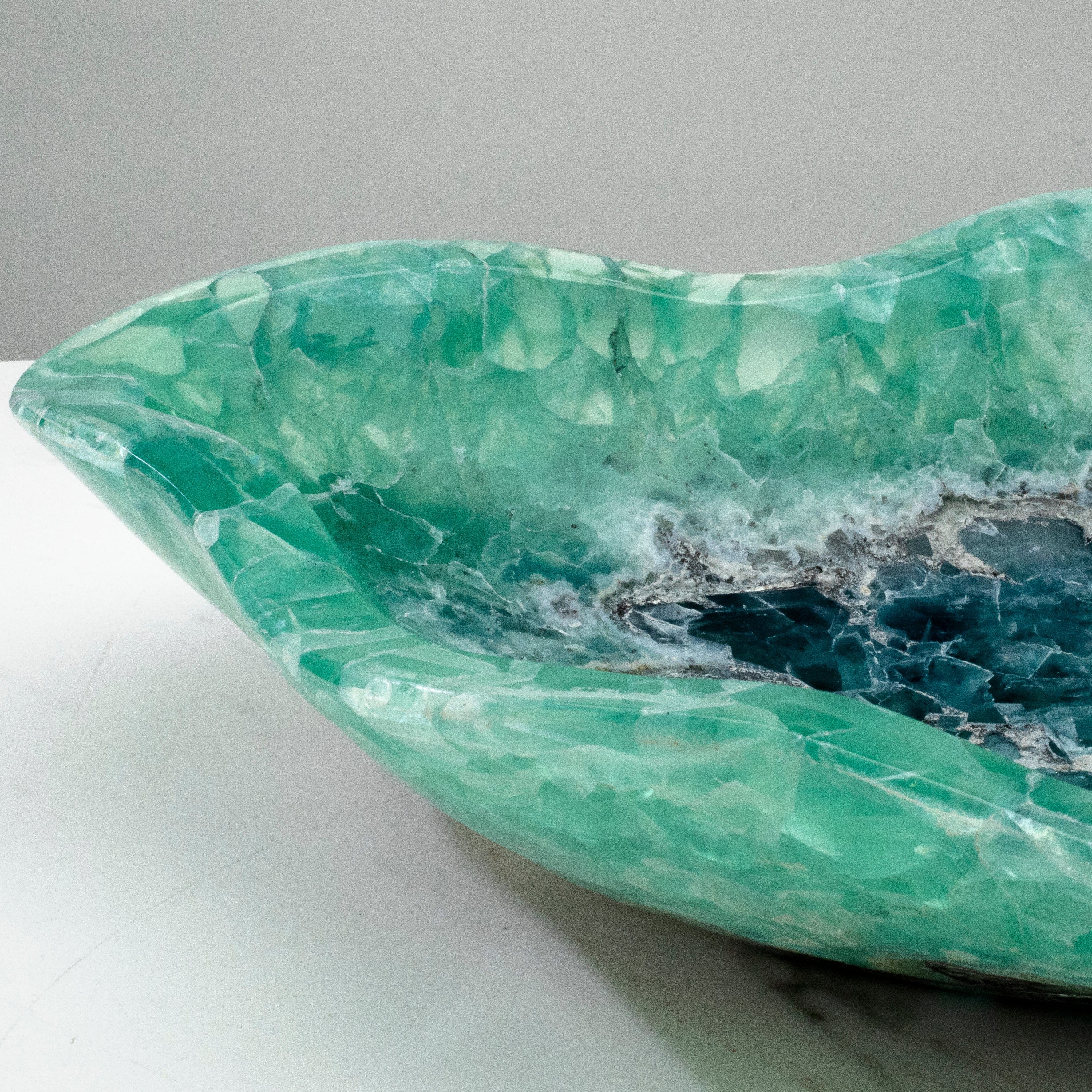 KALIFANO Gemstone Bowls Natural Blue / Green Fluorite Bowl 15.5" BFL7800.001