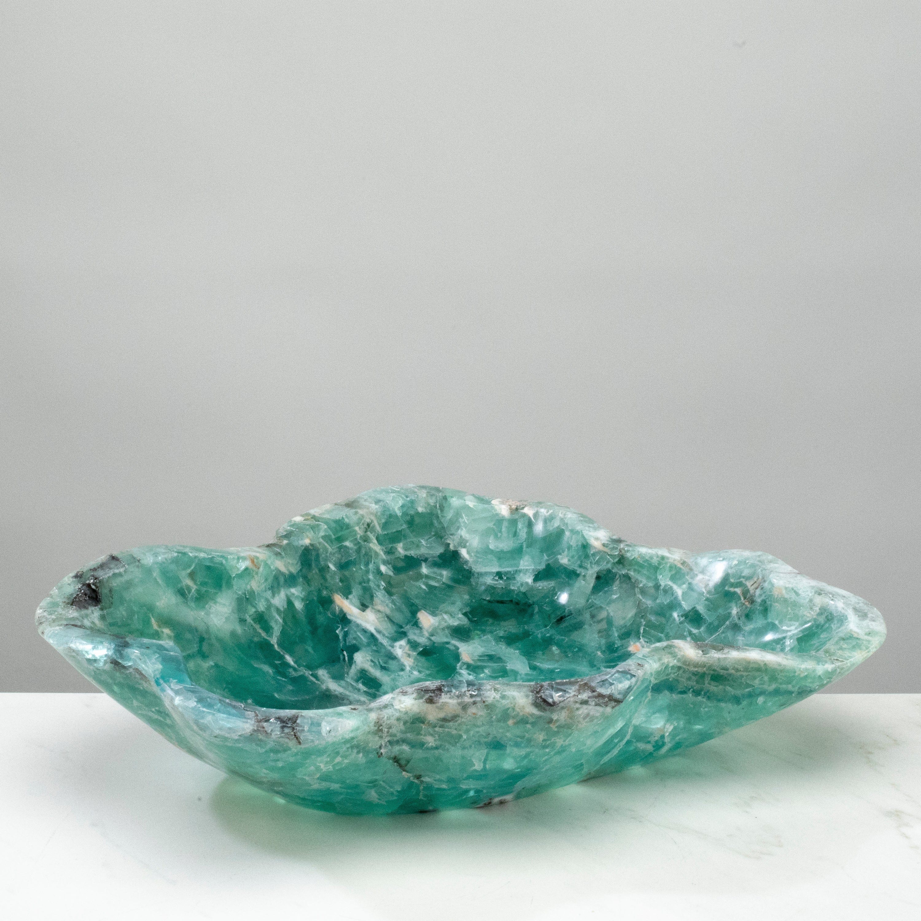 KALIFANO Gemstone Bowls Natural Blue / Green Fluorite Bowl 16.5" BFL8000.004