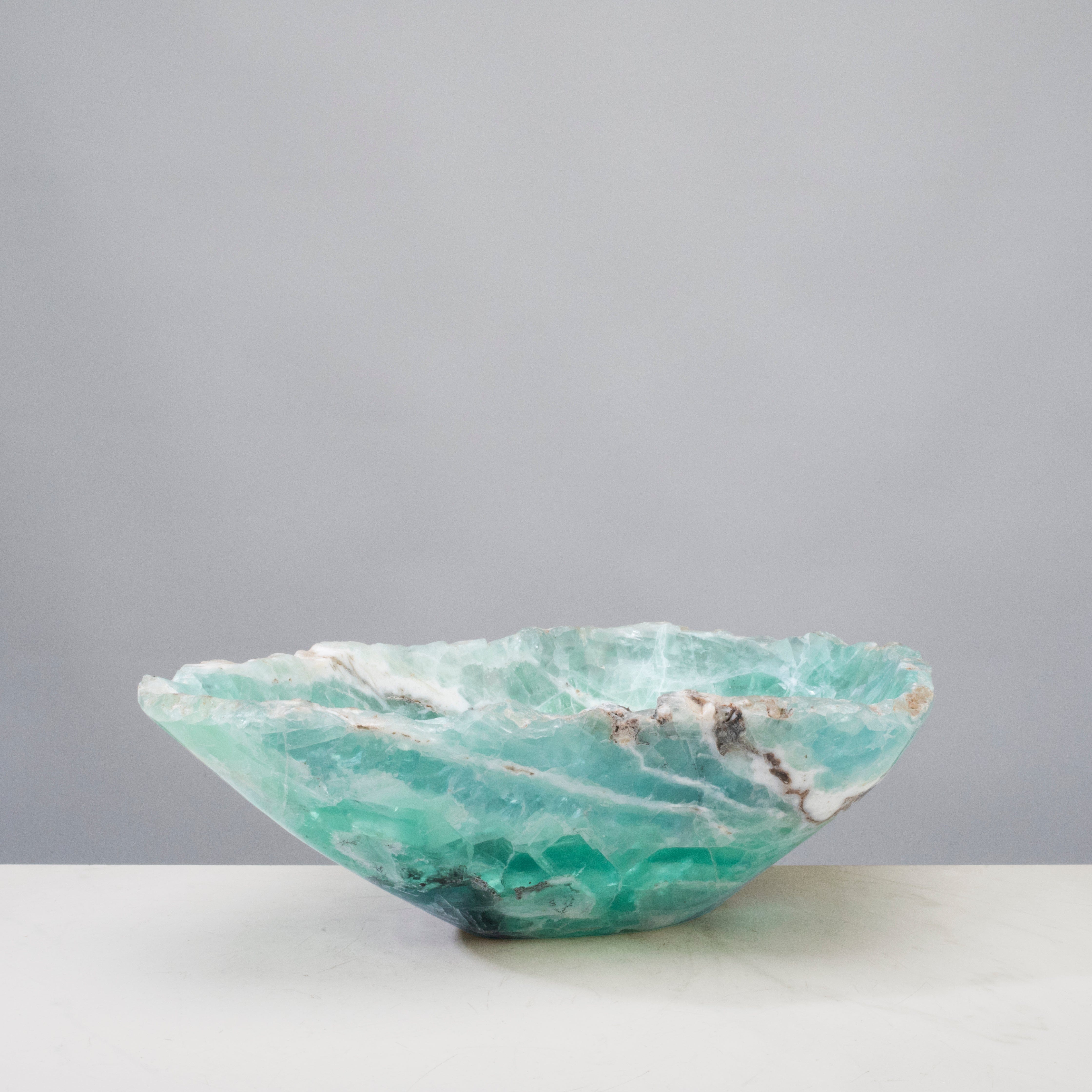 KALIFANO Gemstone Bowls Natural Green Fluorite Bowl 12" BFL7000.005