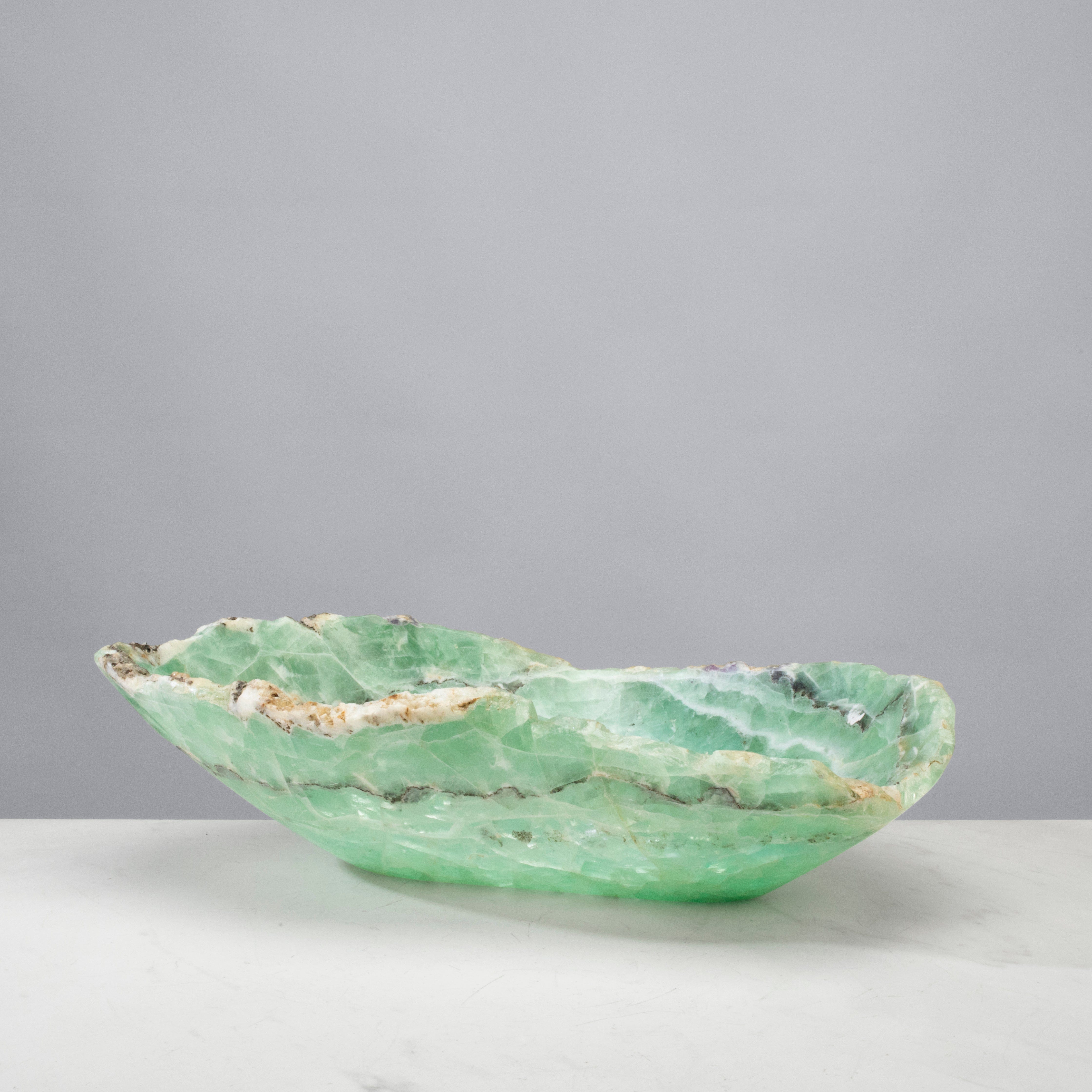 KALIFANO Gemstone Bowls Natural Green Fluorite Bowl 14" BFL8400.001