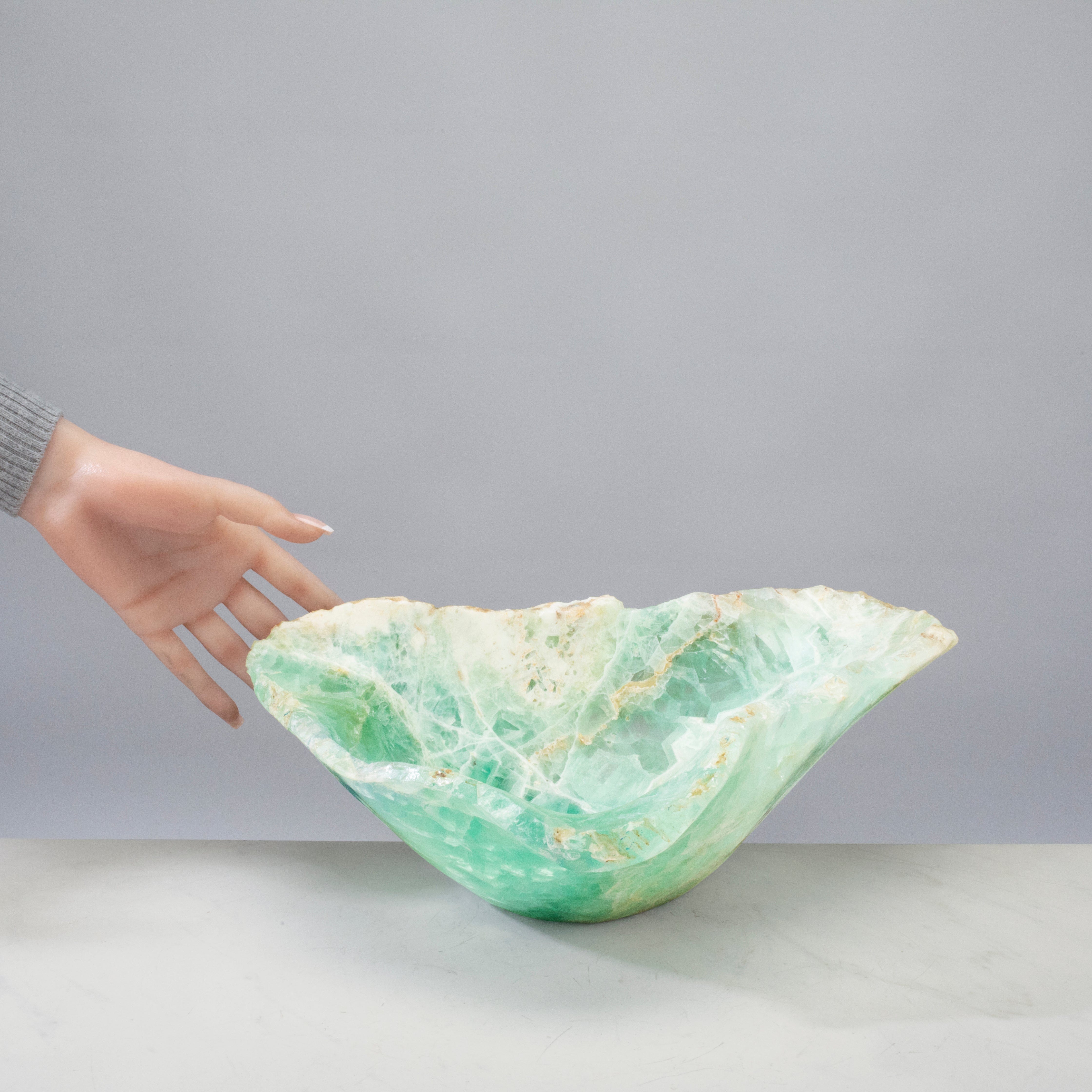 KALIFANO Gemstone Bowls Natural Green Fluorite Bowl 15" BFL8400.002