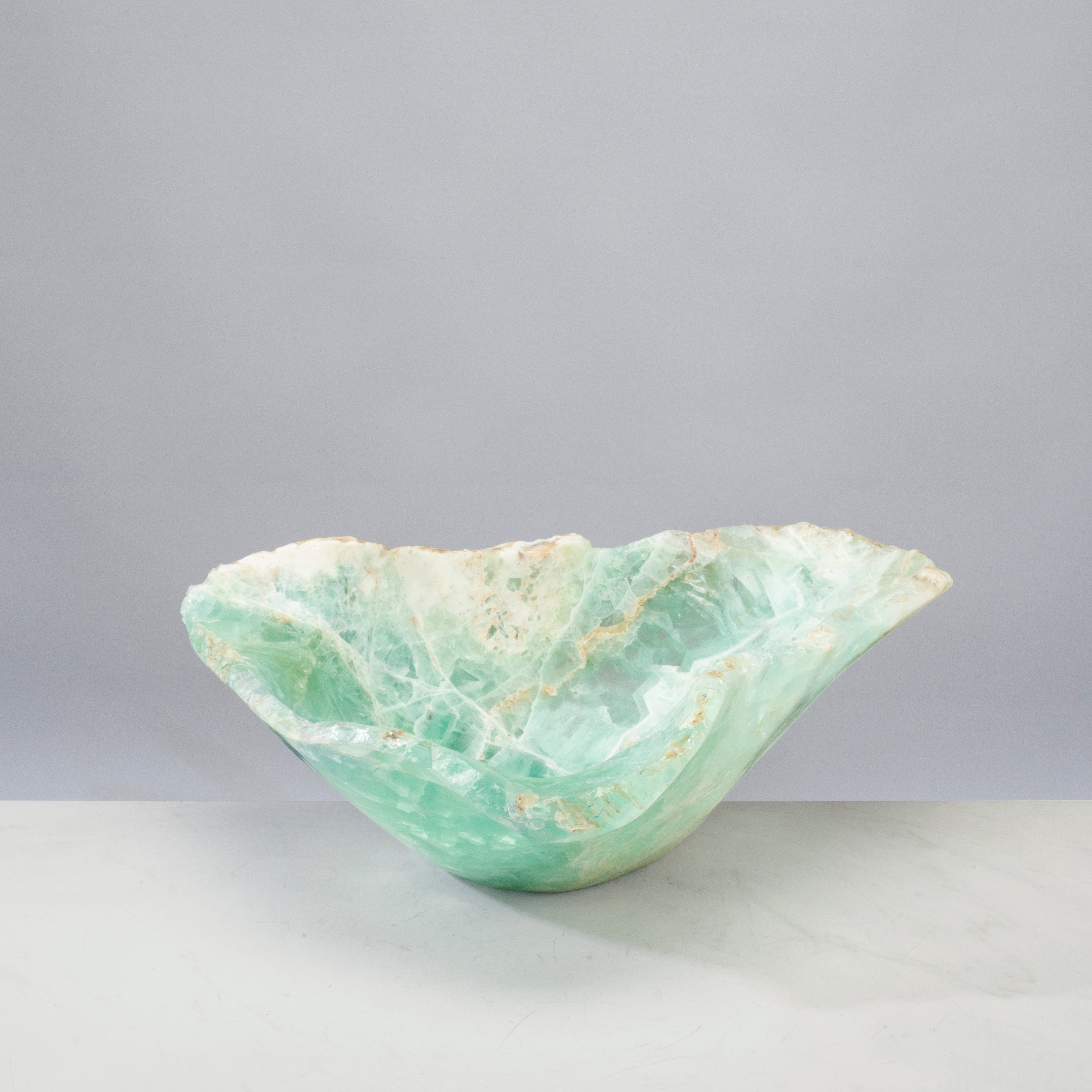 KALIFANO Gemstone Bowls Natural Green Fluorite Bowl 15" BFL8400.002