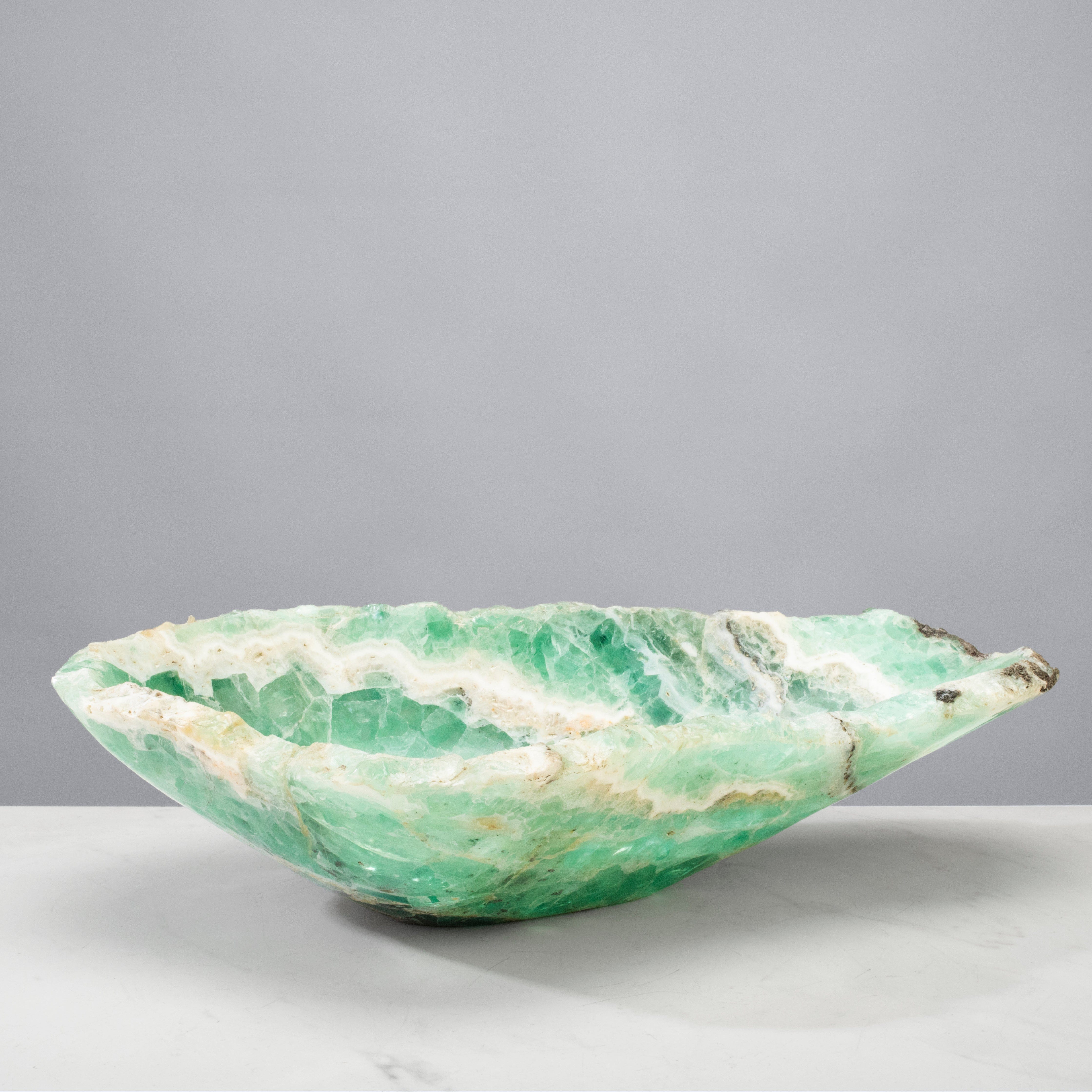 KALIFANO Gemstone Bowls Natural Green Fluorite Bowl 16" BFL9000.004