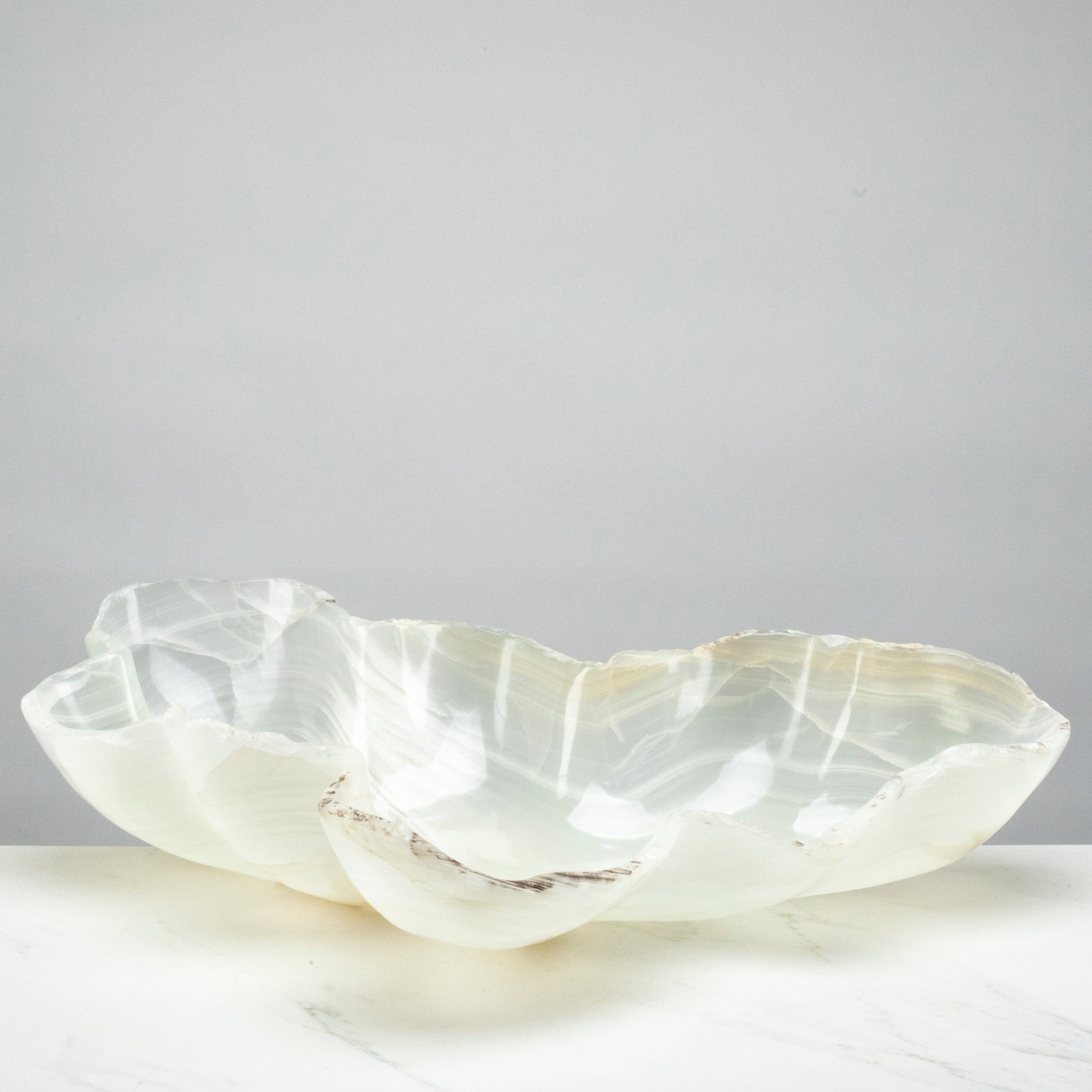 KALIFANO Gemstone Bowls Natural White Onyx Bowl 26" BOX14000.001