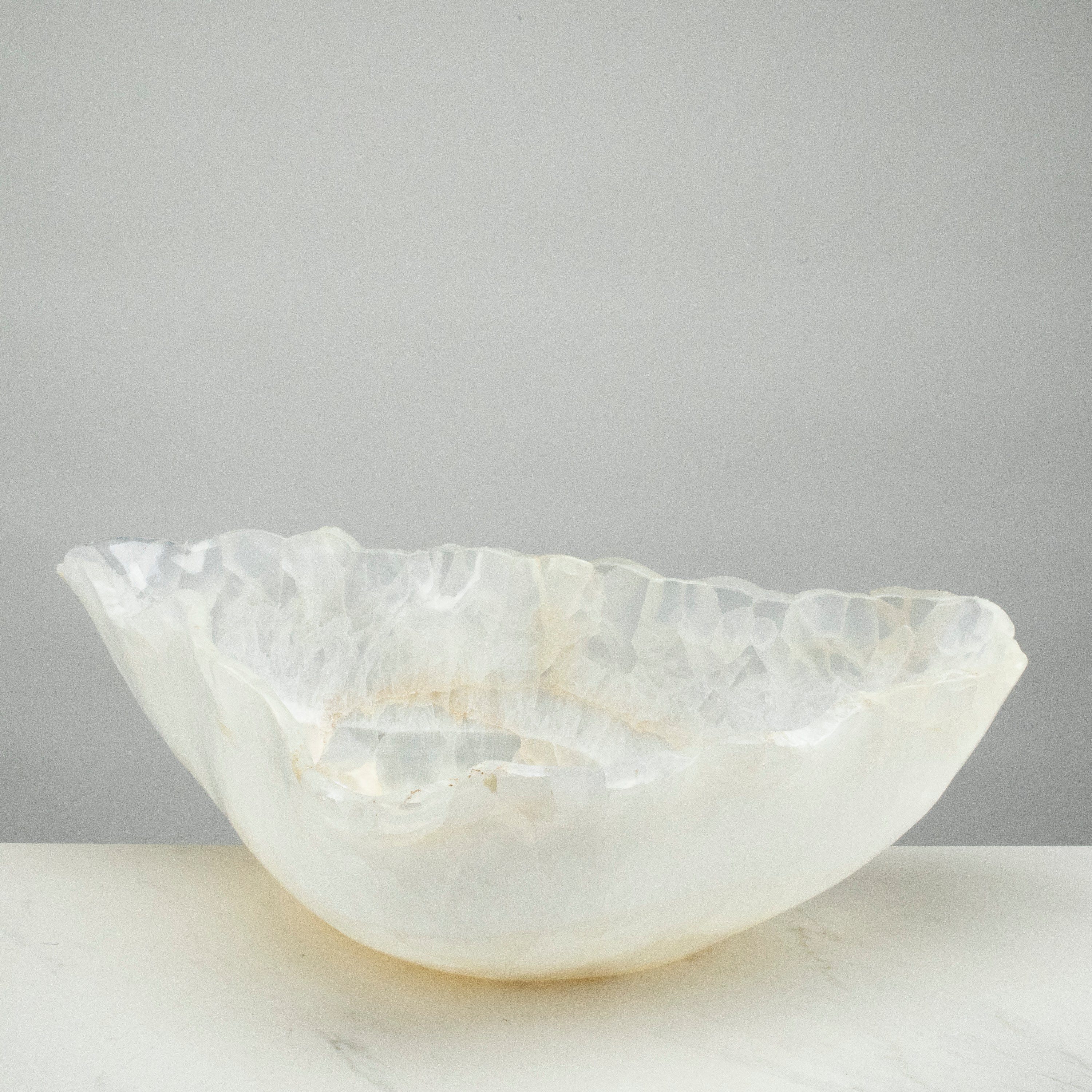 KALIFANO Gemstone Bowls Natural White Onyx Bowl 26" BOX14000.002