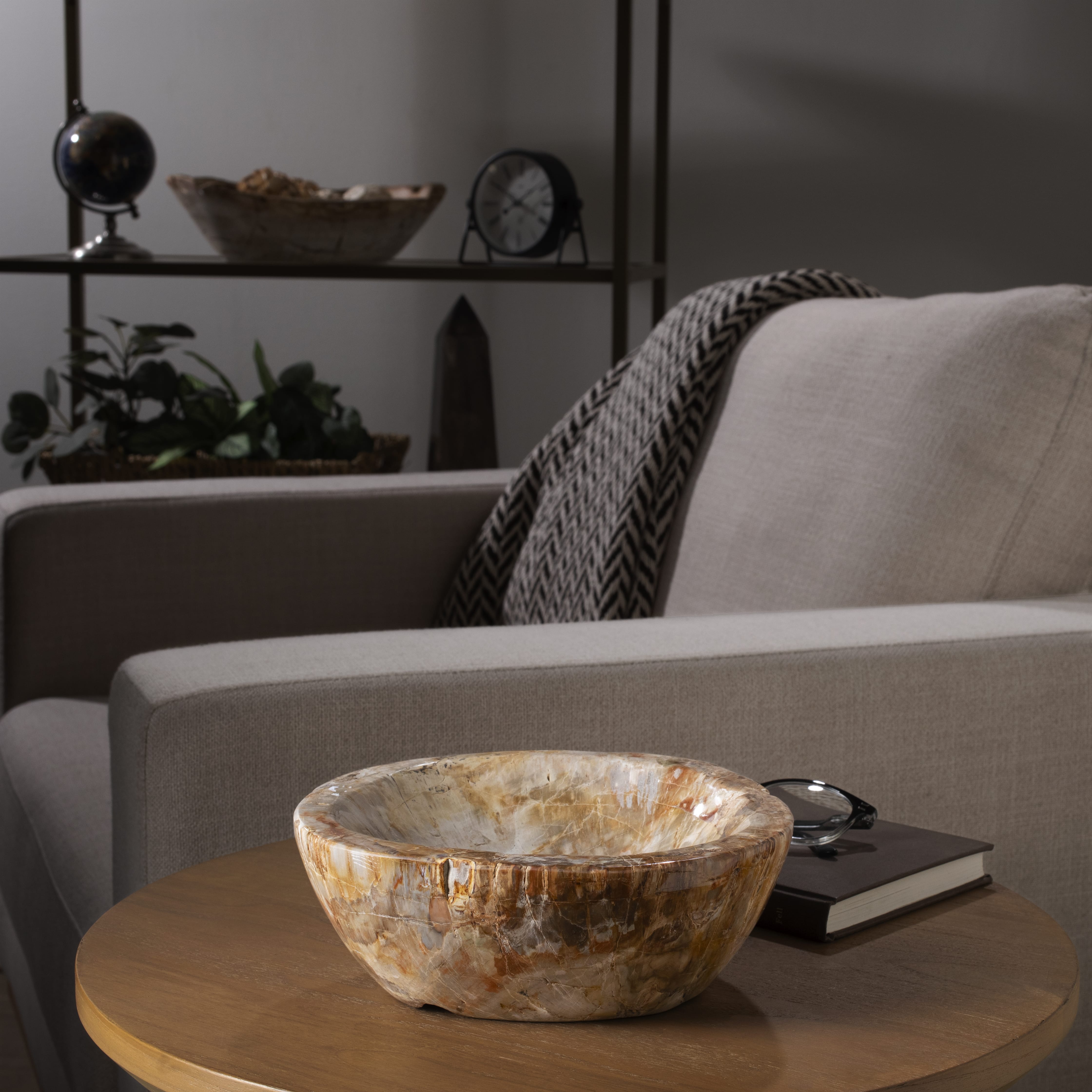 Kalifano Gemstone Bowls Petrified Wood Bowl from Madagascar - 8.25" BOWL2000-PW.001