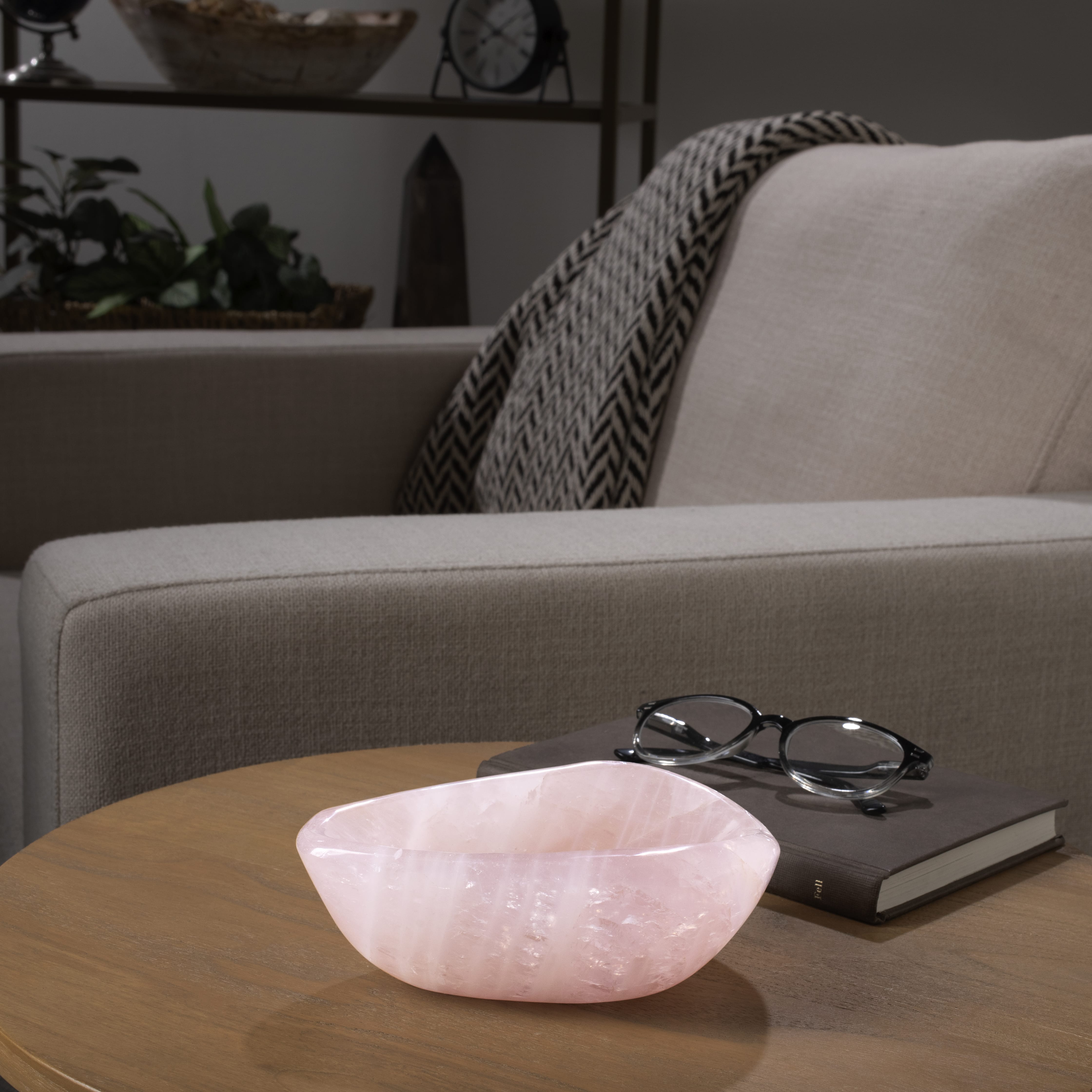 Kalifano Gemstone Bowls Rose Quartz Bowl from Madagascar - 6.75" BOWL1600-RQ.003