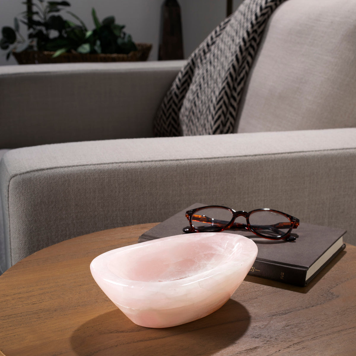 Kalifano Gemstone Bowls Rose Quartz Bowl from Madagascar - 7" BOWL600-RQ.005