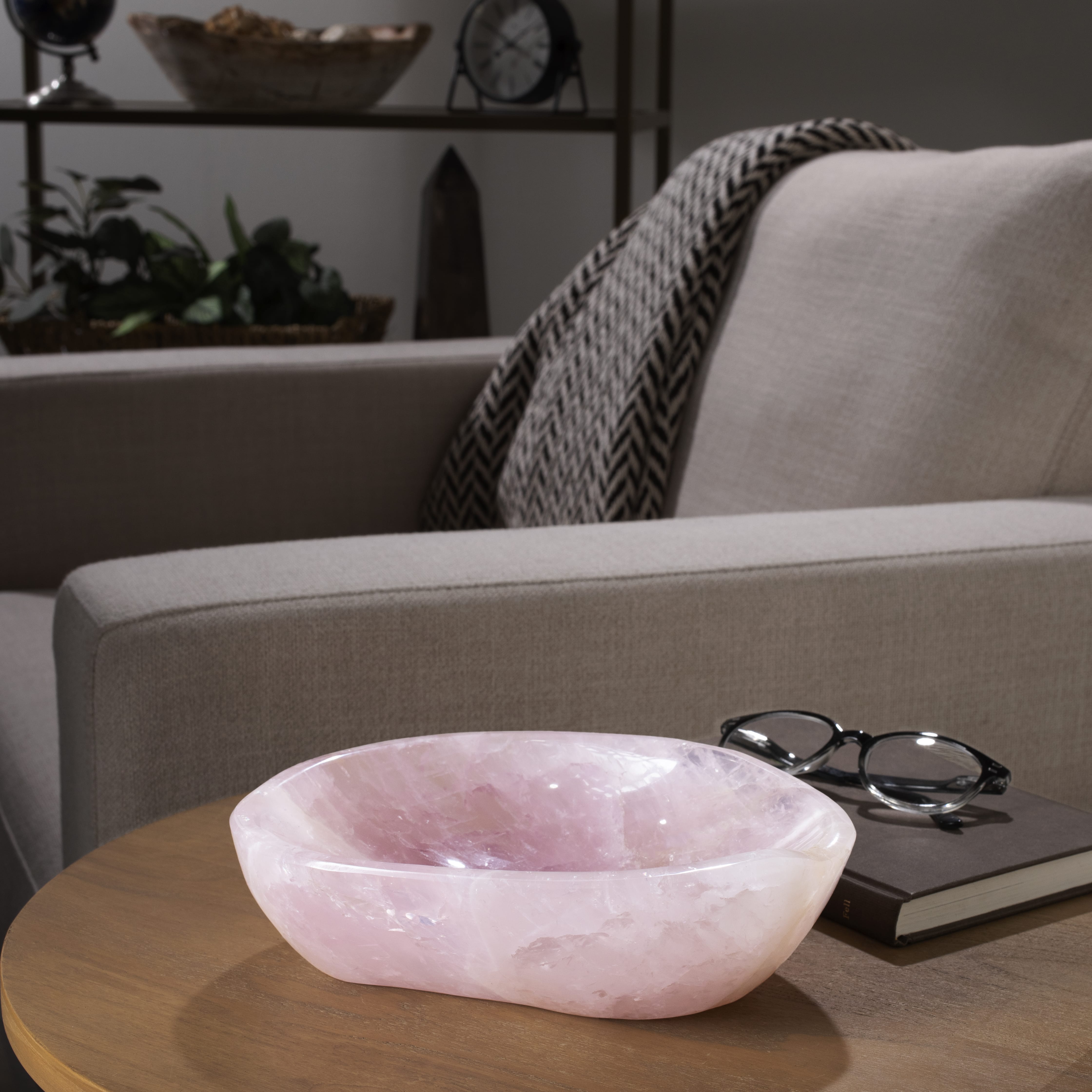 Kalifano Gemstone Bowls Rose Quartz Bowl from Madagascar - 9" BOWL1400-RQ.001