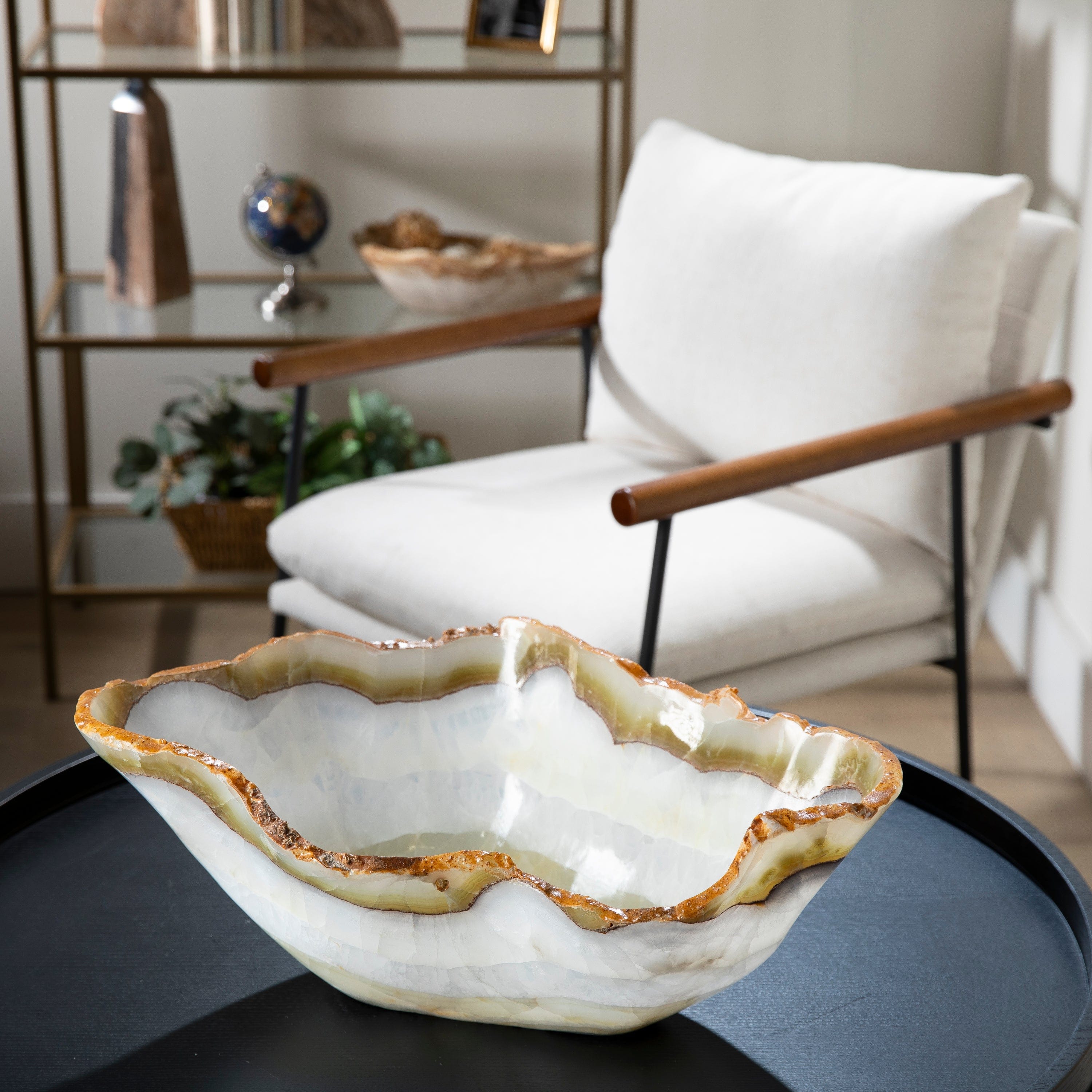 KALIFANO Gemstone Bowls White and Green Onyx Bowl 23" BOX11000.002