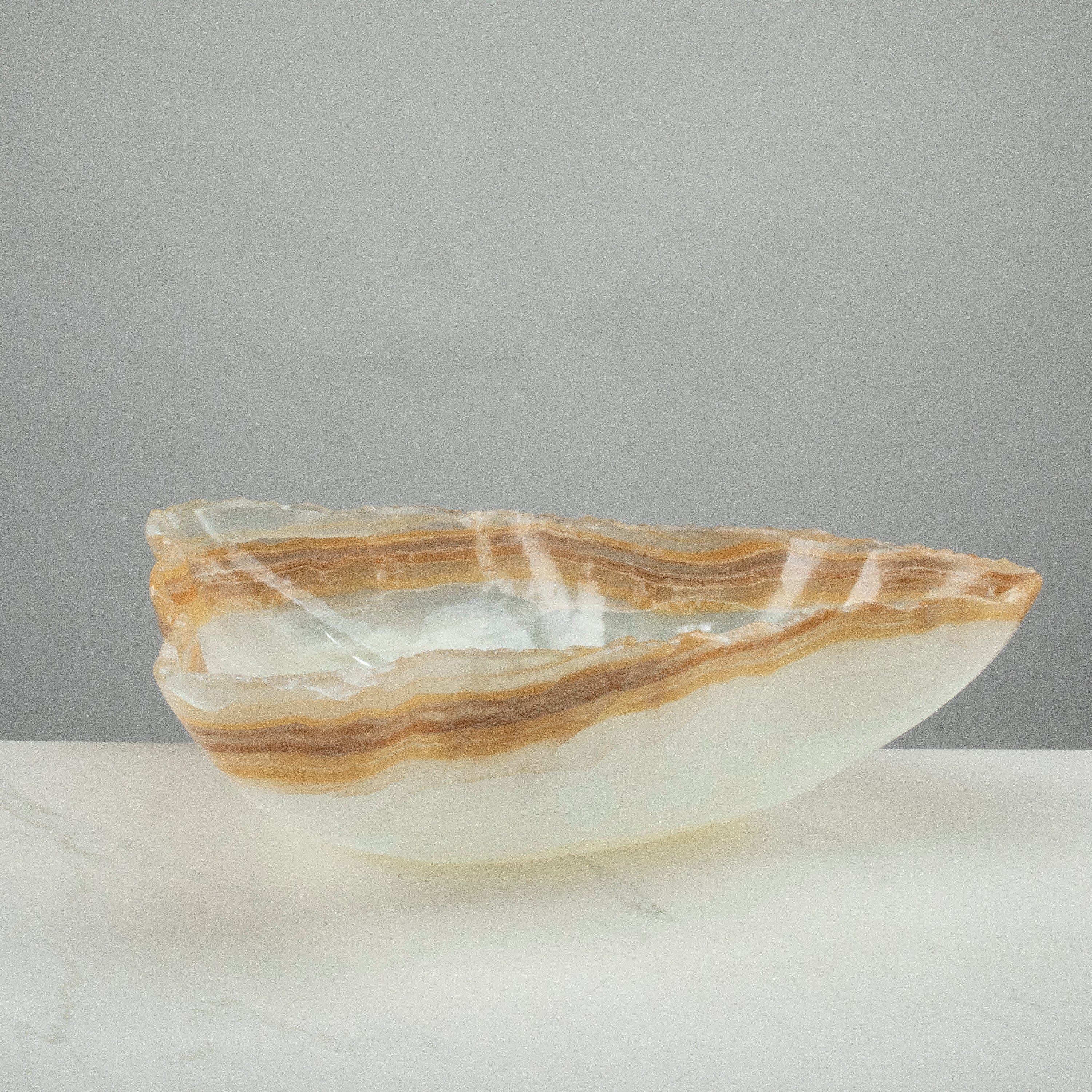 KALIFANO Gemstone Bowls White and Honey Onyx Bowl 20" BOX11000.006