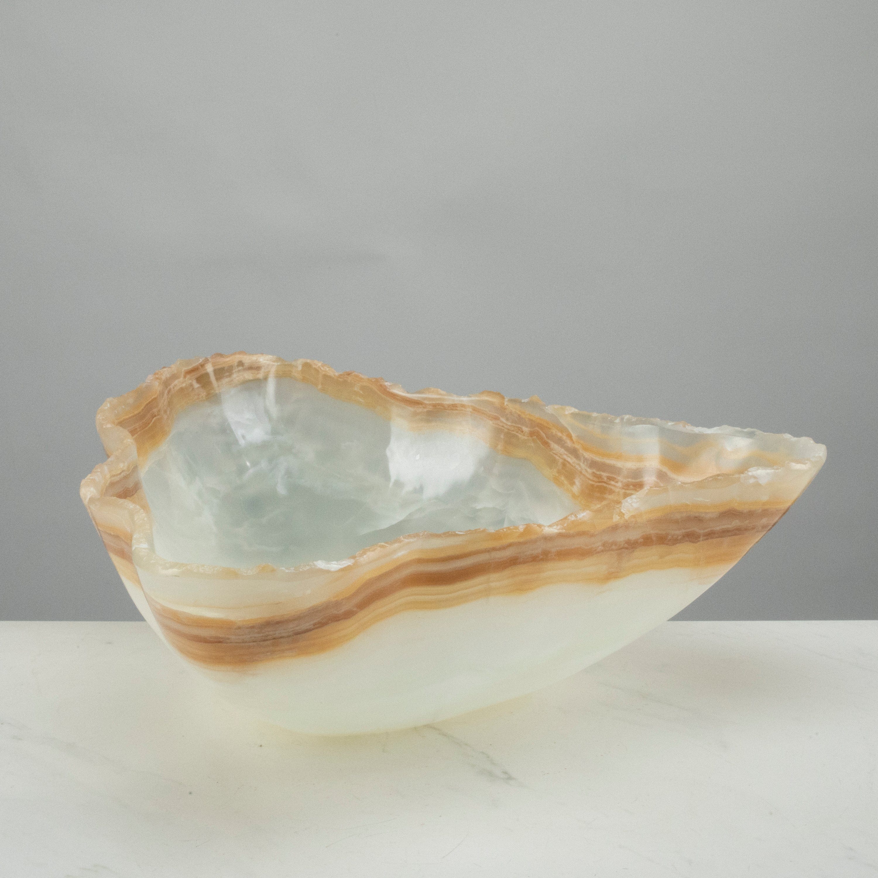 KALIFANO Gemstone Bowls White and Honey Onyx Bowl 20" BOX11000.006