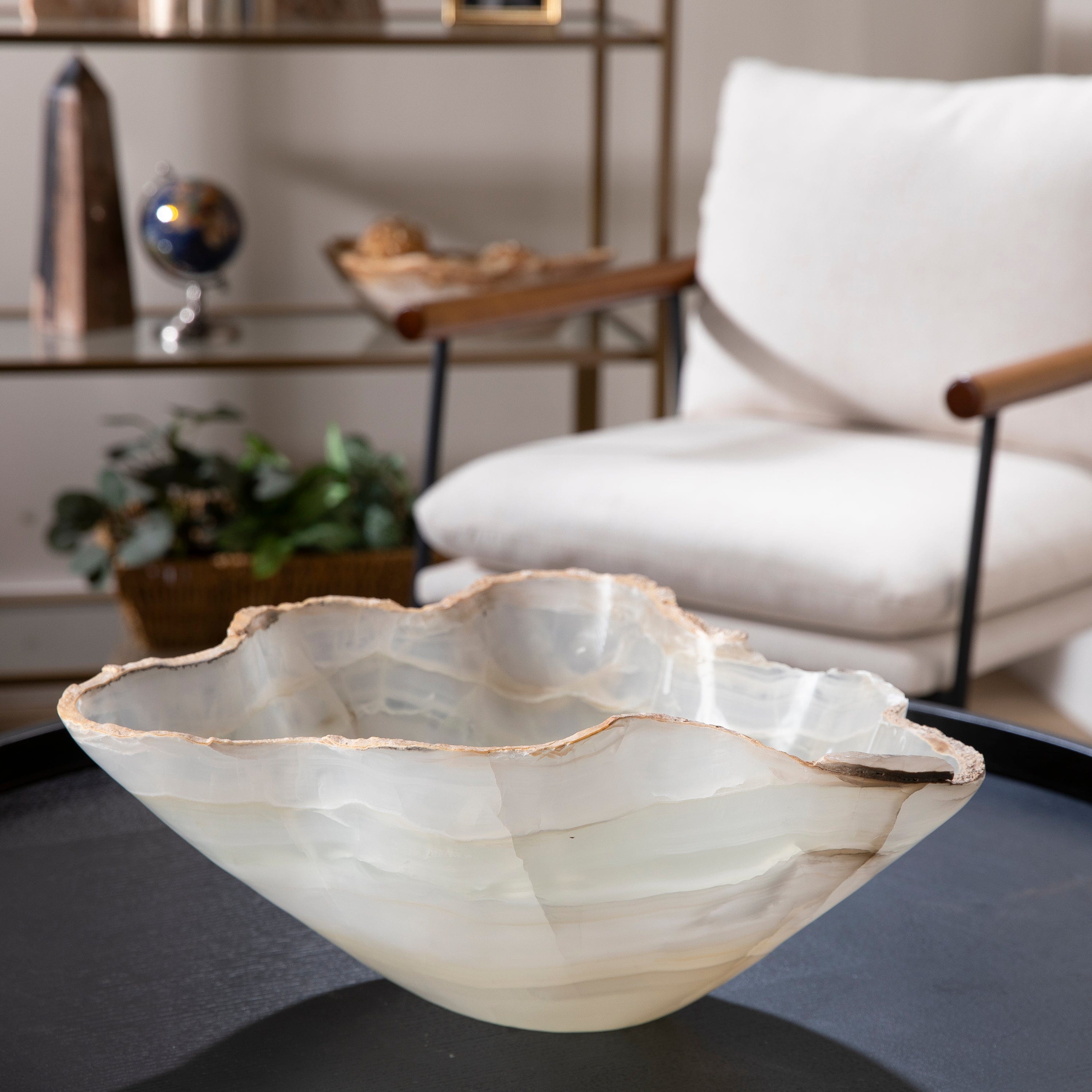 KALIFANO Gemstone Bowls White Onyx Bowl 18" BOX9600.002