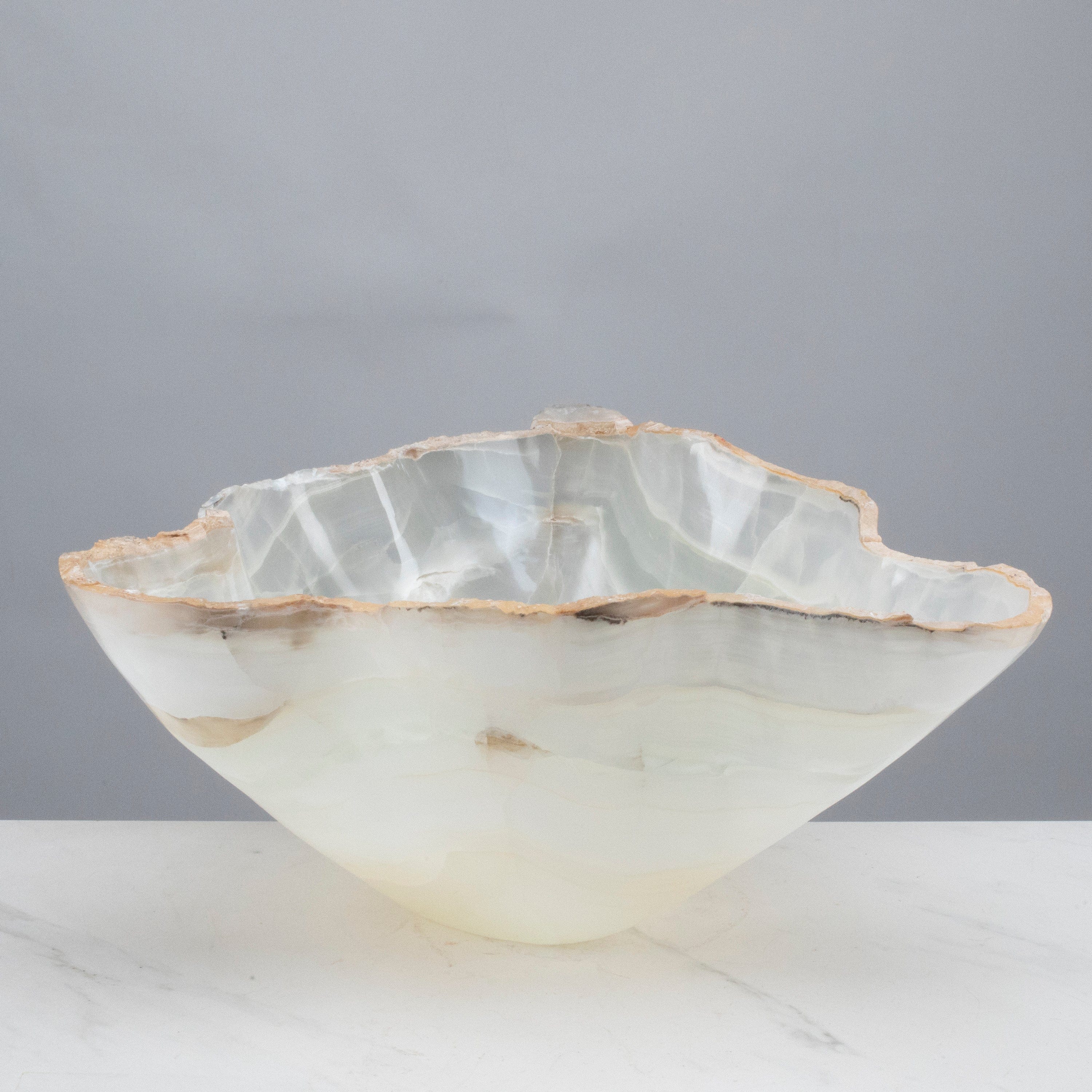 KALIFANO Gemstone Bowls White Onyx Bowl 18" BOX9600.002