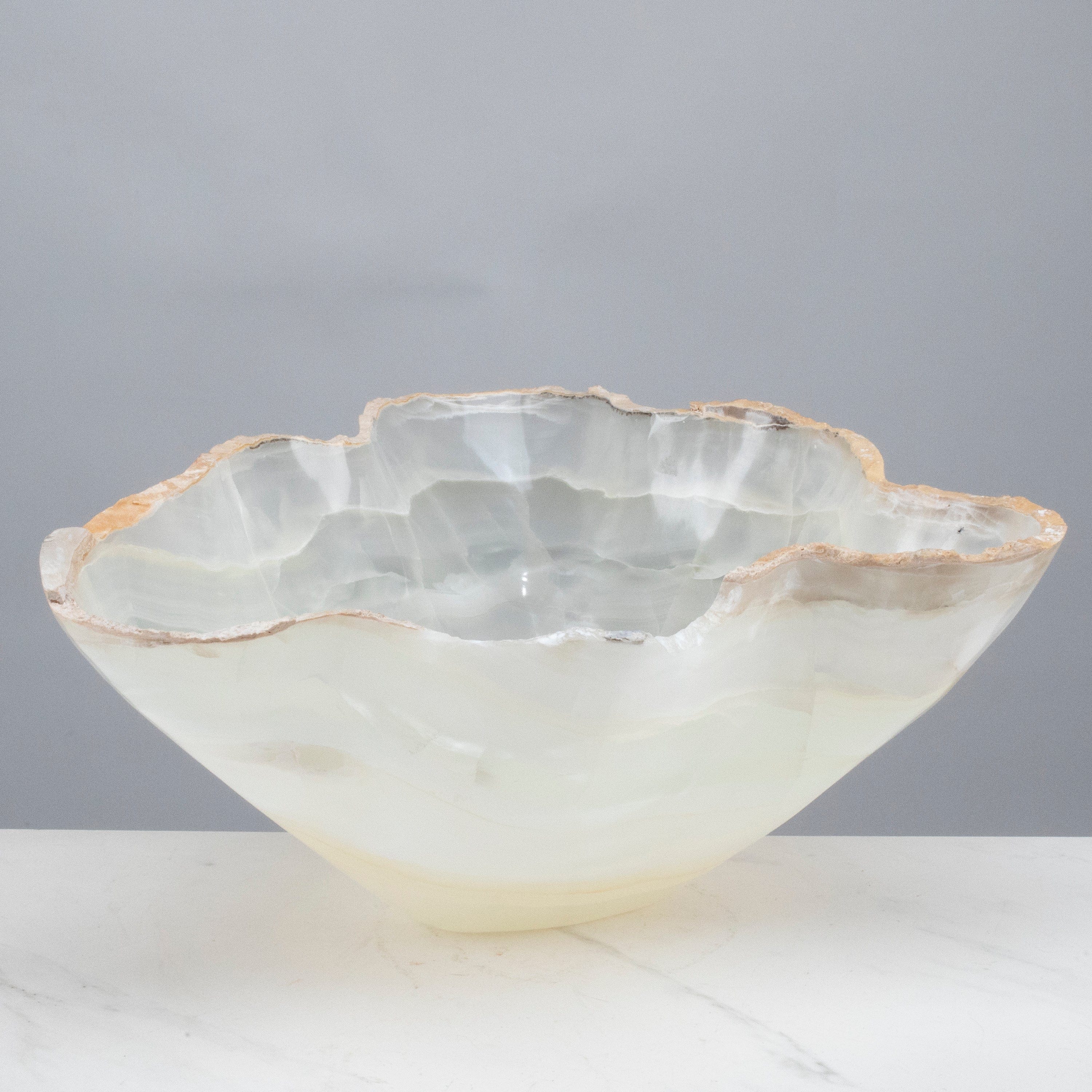 KALIFANO Gemstone Bowls White Onyx Bowl 18" BOX9600.002