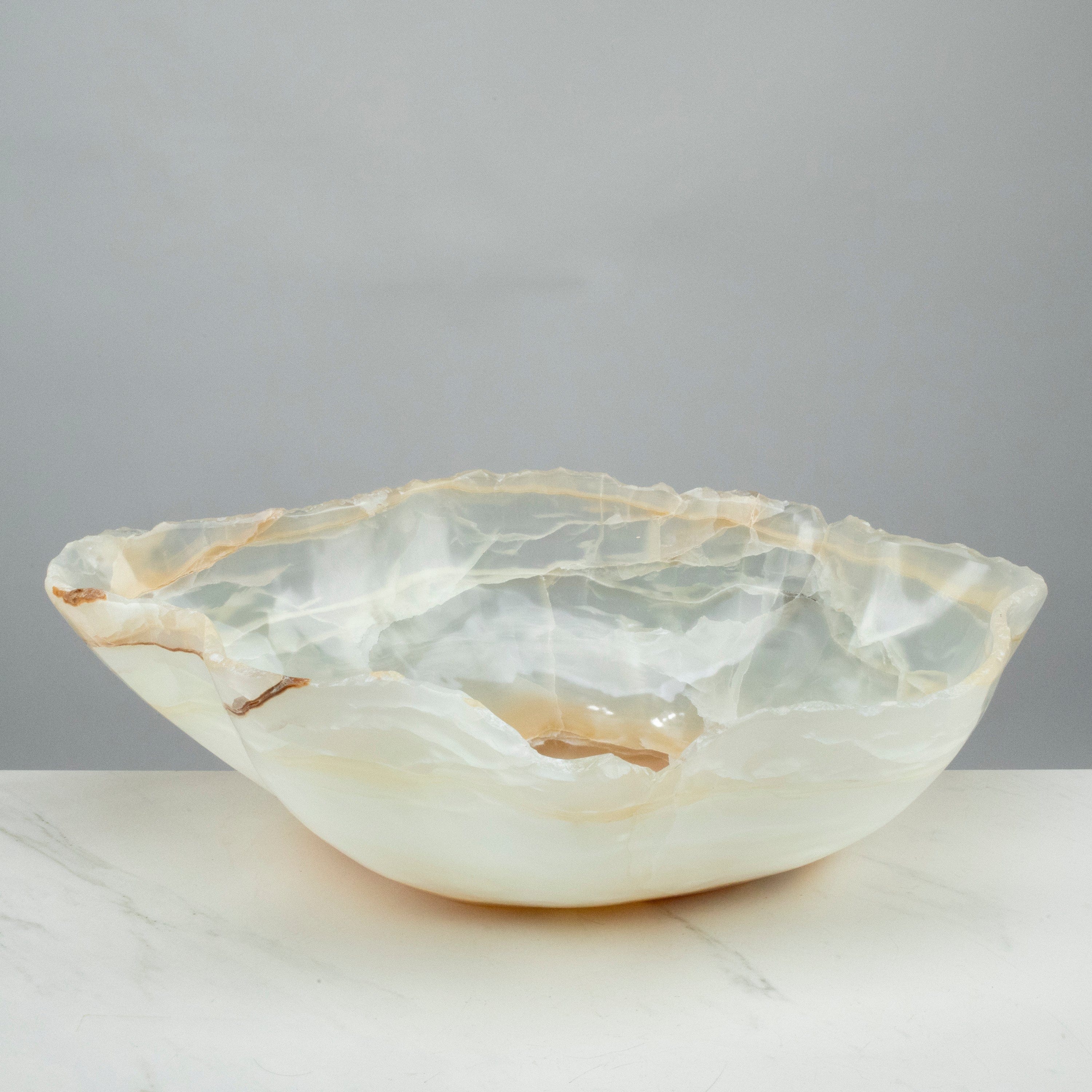 KALIFANO Gemstone Bowls White Onyx Bowl 22" BOX11000.007