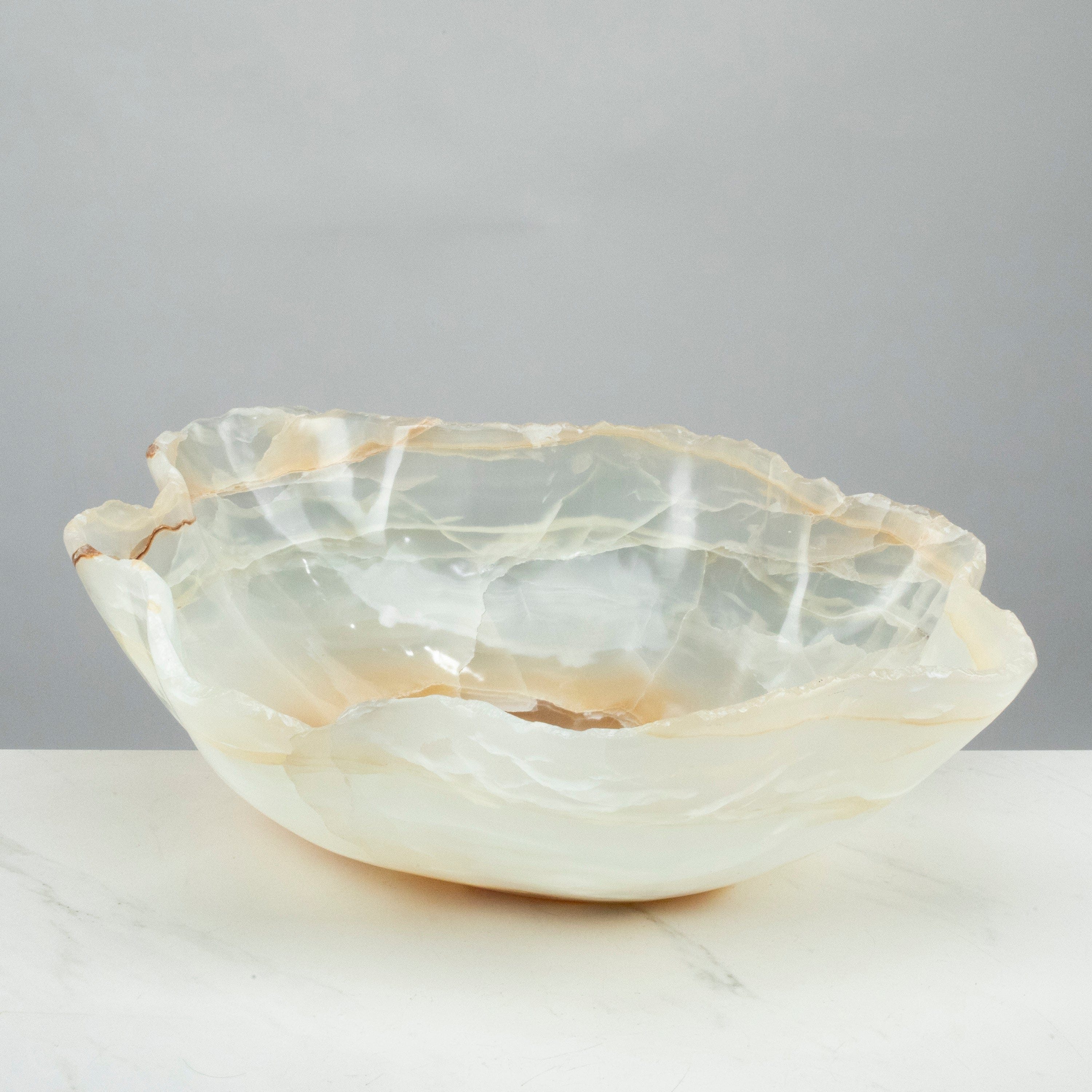 KALIFANO Gemstone Bowls White Onyx Bowl 22" BOX11000.007