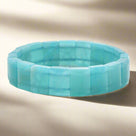 Amazonite Square Gemstone 15mm Beads Elastic Bracelet