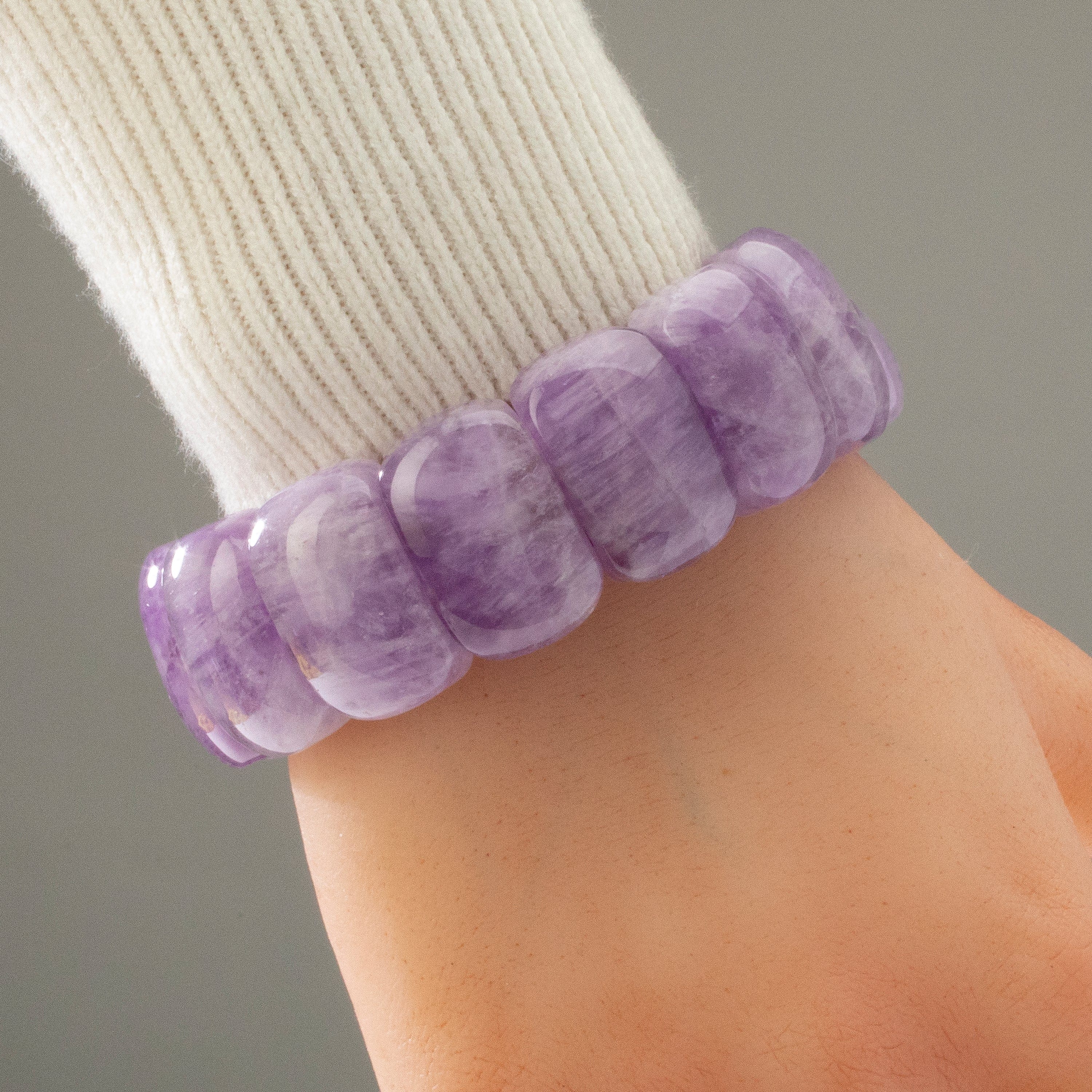 Kalifano Gemstone Bracelets Amethyst Gemstone Elastic Bracelet OLIVE-BGP-003