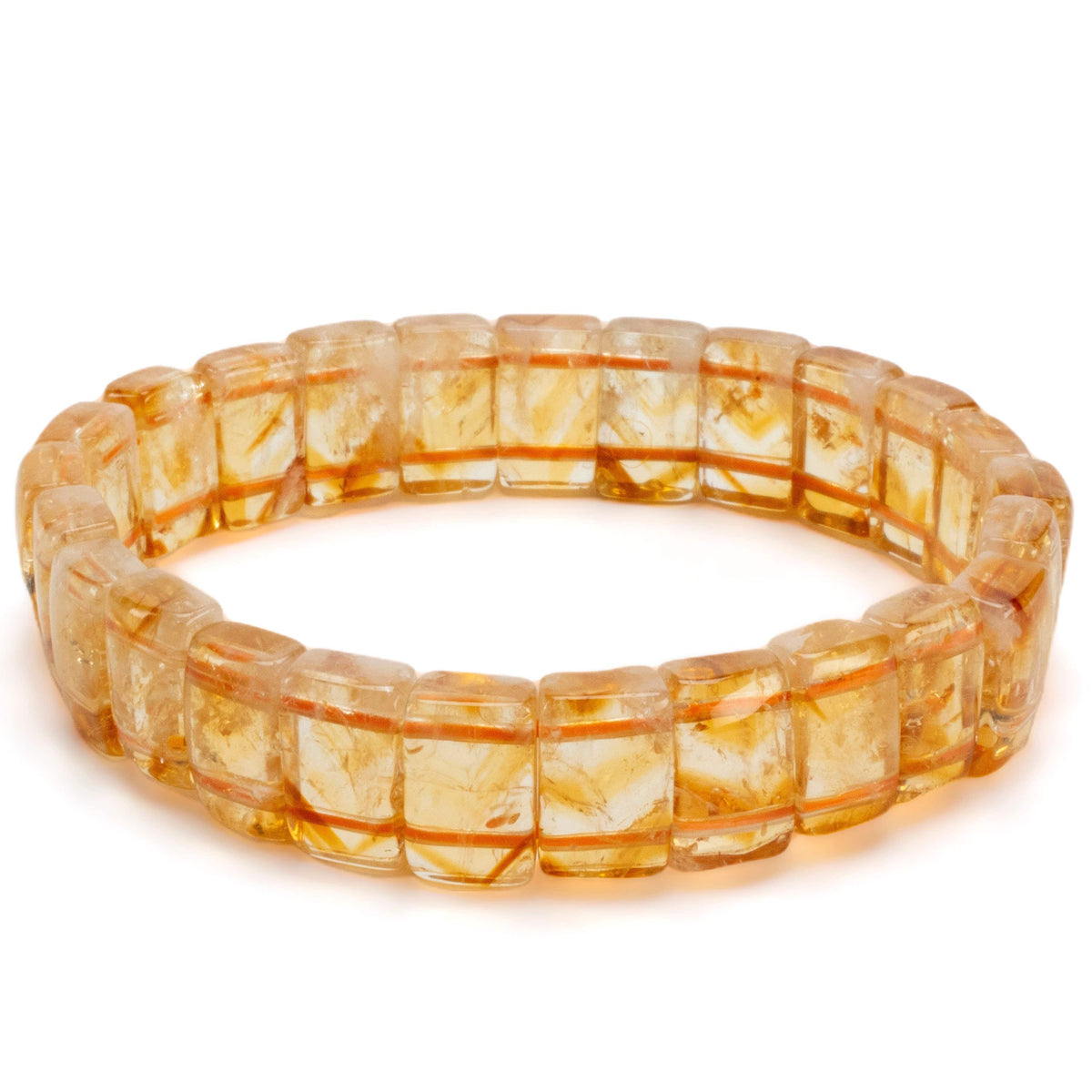 Kalifano Gemstone Bracelets Citrine Rectangular Gemstone Elastic Bracelet BLACK-BGP-054