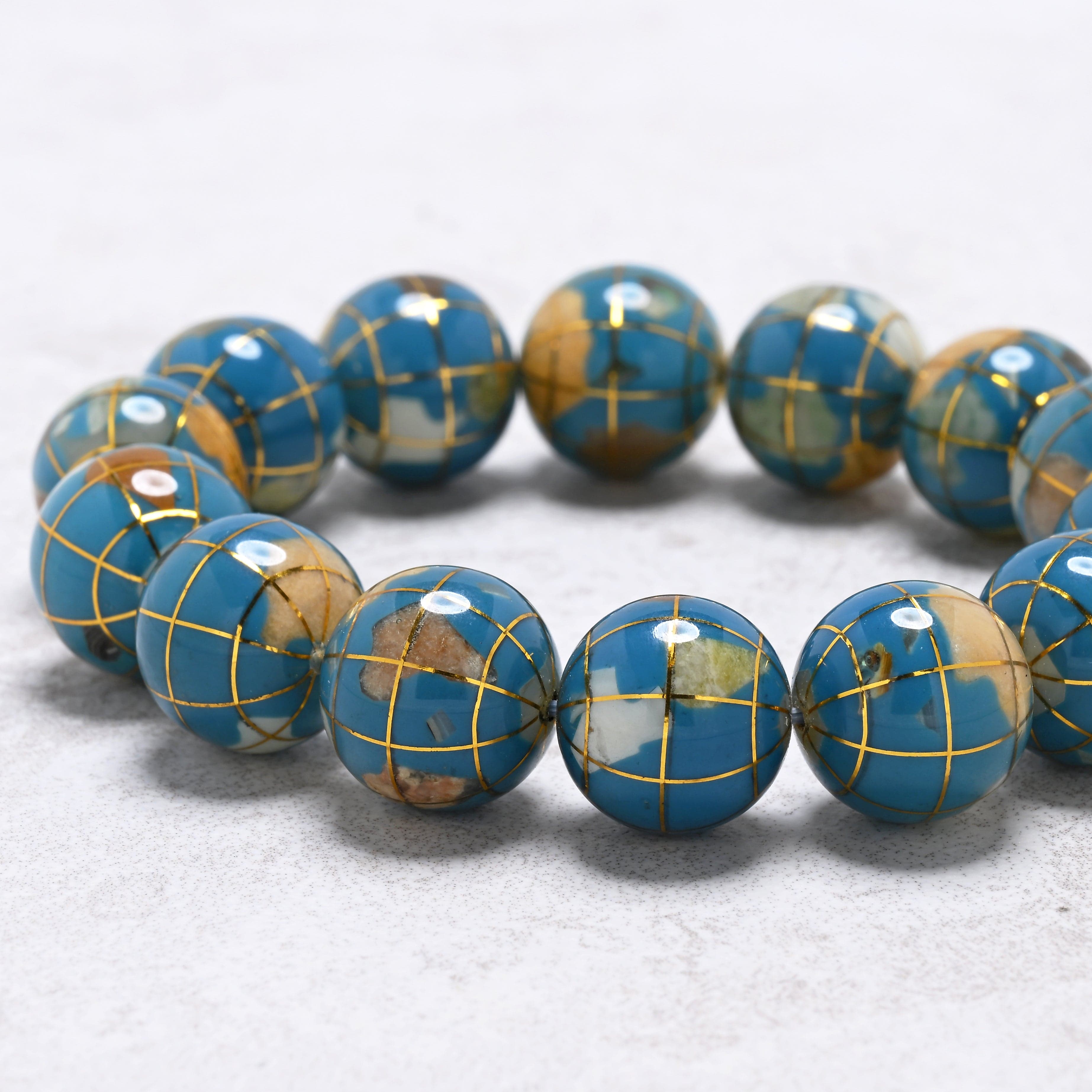 Kalifano Gemstone Bracelets Denim Lapis Gemstone Globe Bracelet