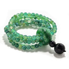 Green Agate 6mm Beads with Jade Ring Gemstone Elastic Bracelet