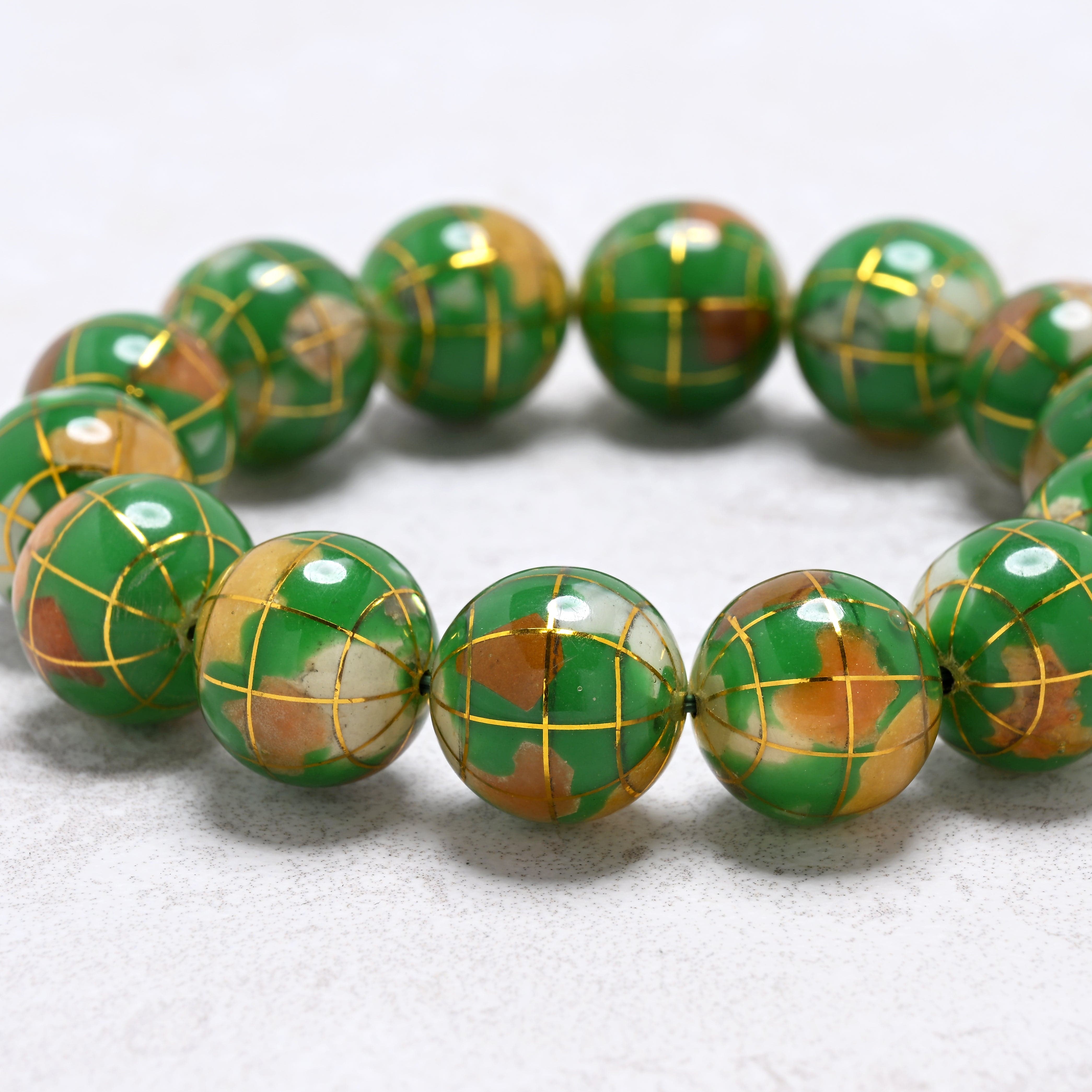 Kalifano Gemstone Bracelets Green Jasper Gemstone Globe Bracelet