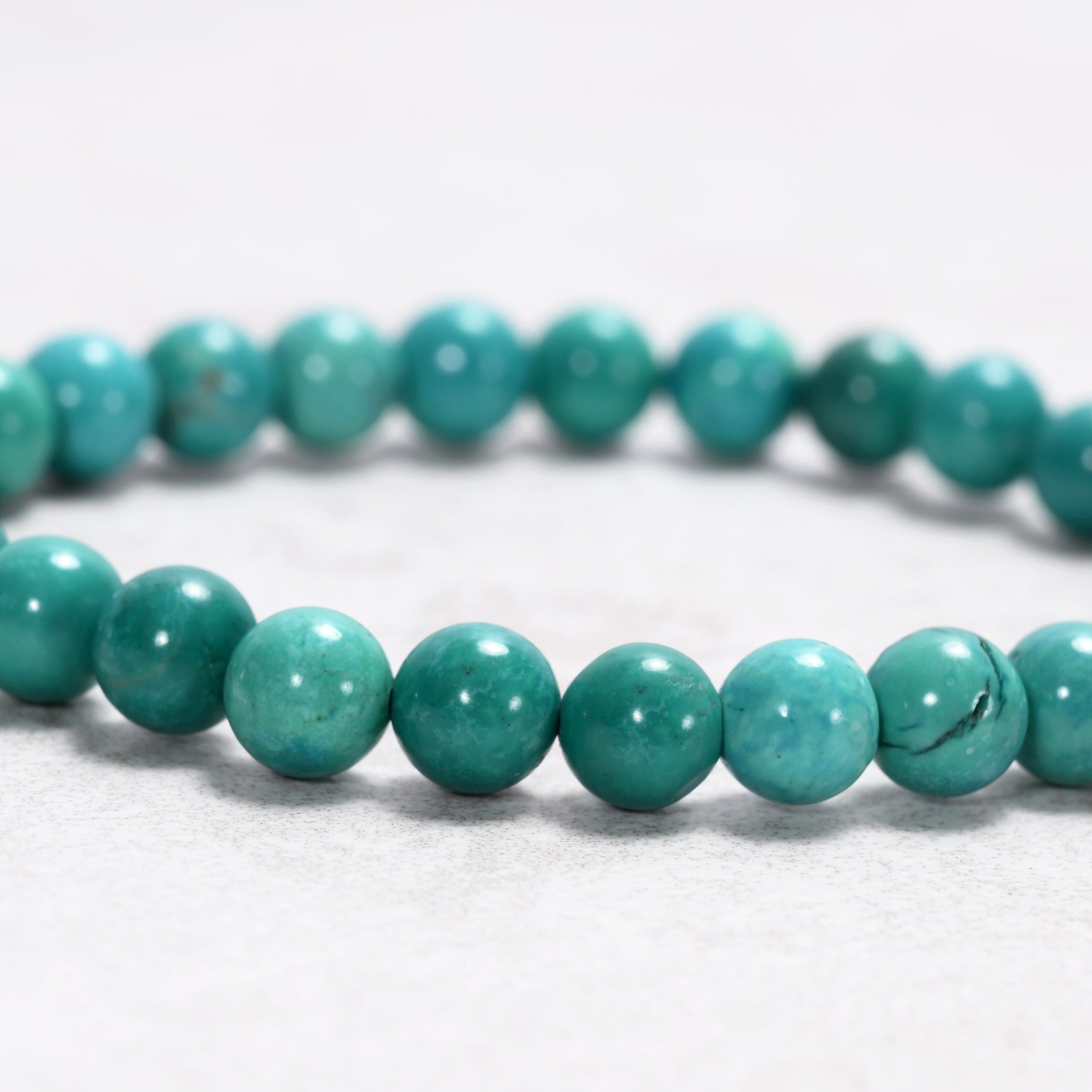 Kalifano Gemstone Bracelets Howlite Green Turquoise 6 mm Beaded Gemstone Bracelet