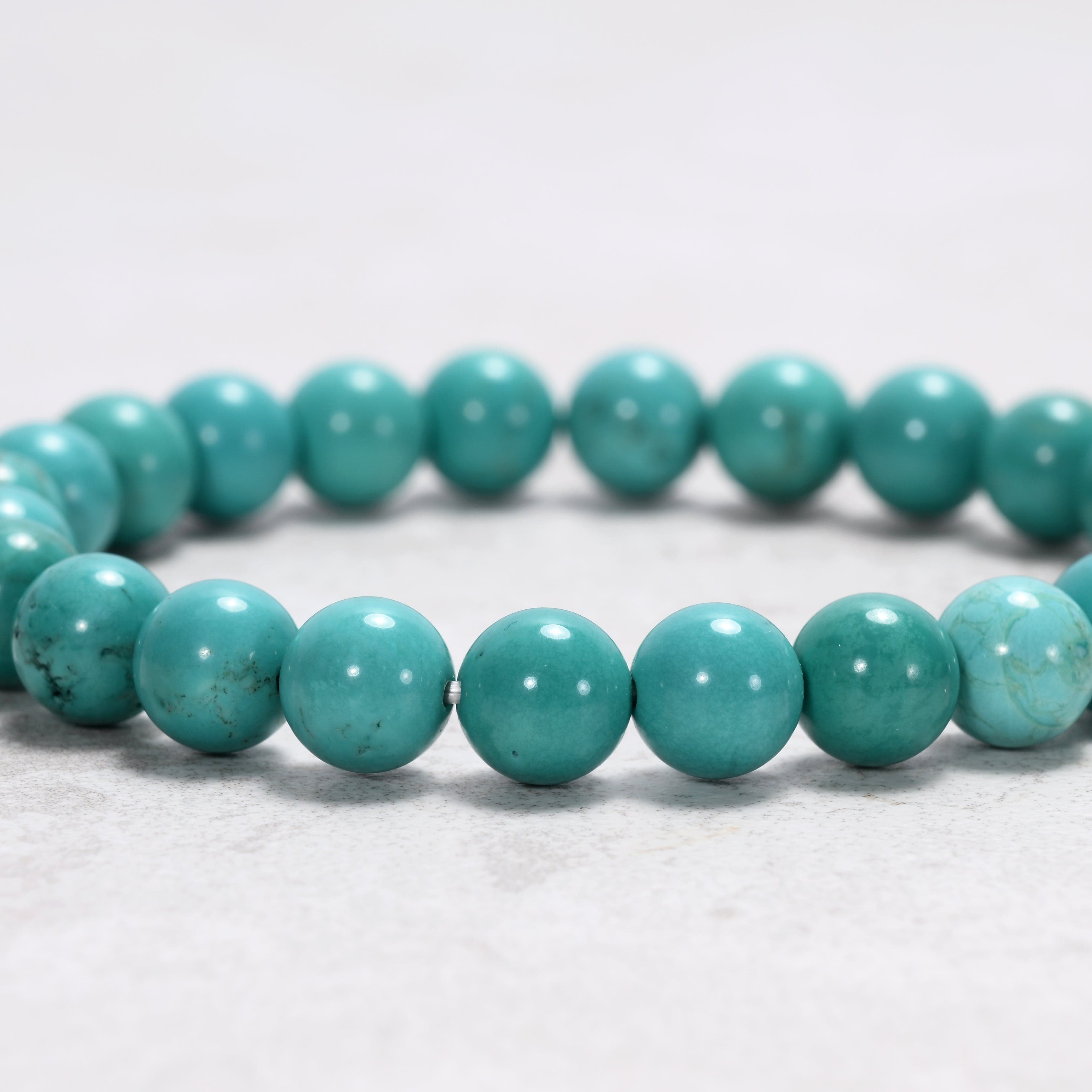 Kalifano Gemstone Bracelets Howlite Turquoise 8 mm Beaded Gemstone Bracelet