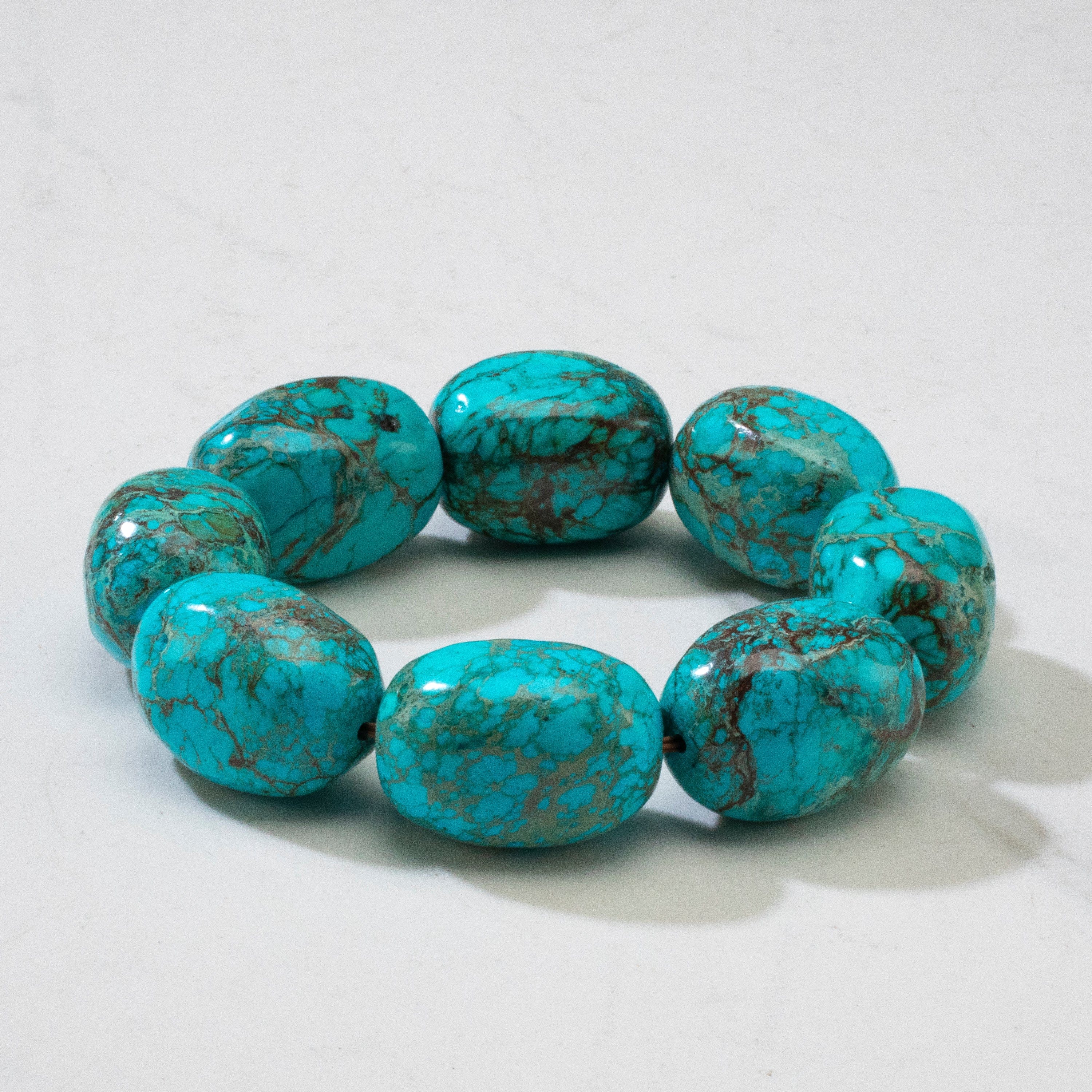 KALIFANO Gemstone Bracelets King Howlite Turquoise Bracelet - 25 MM