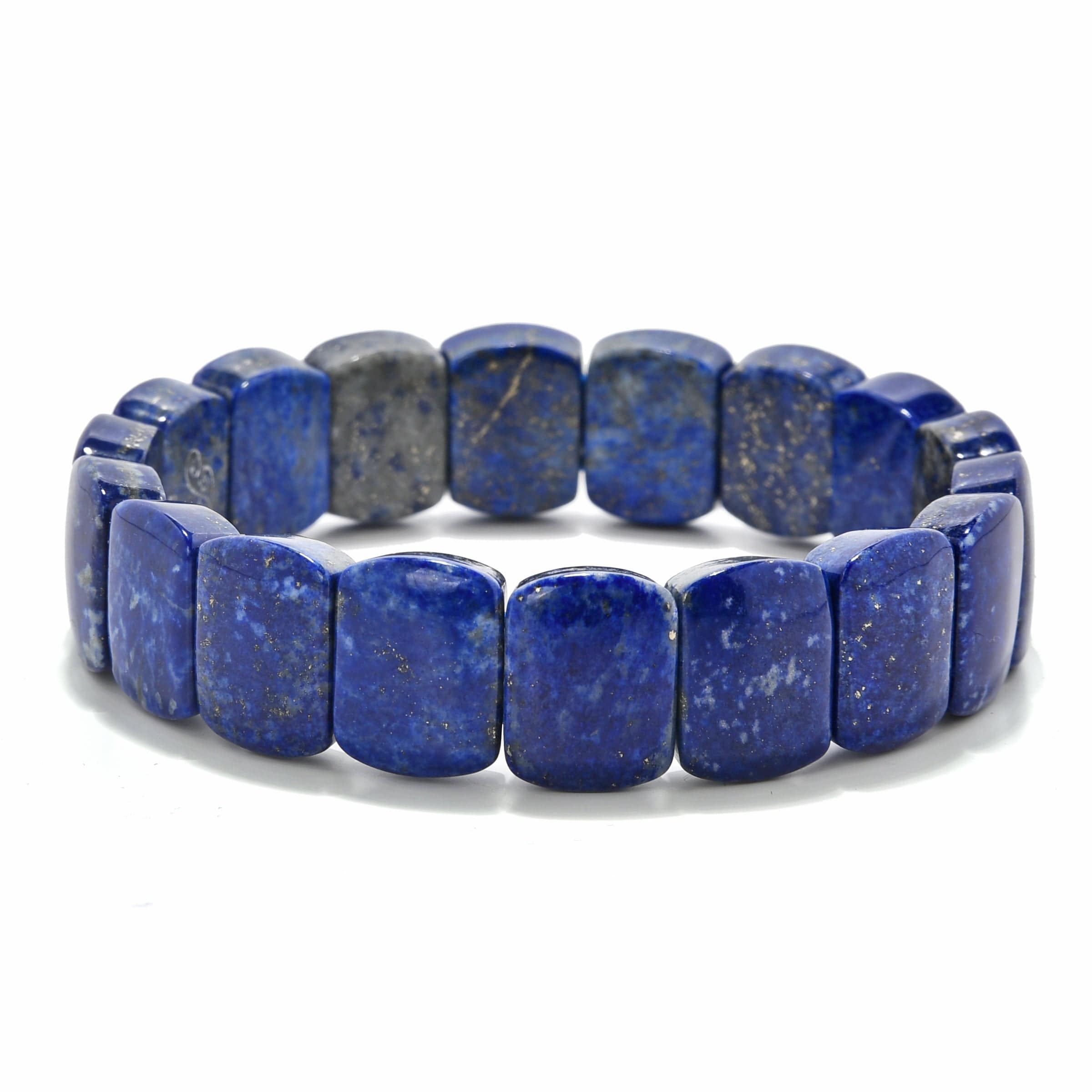 Kalifano Gemstone Bracelets Lapis 15 mm Gemstone Elastic Bracelet
