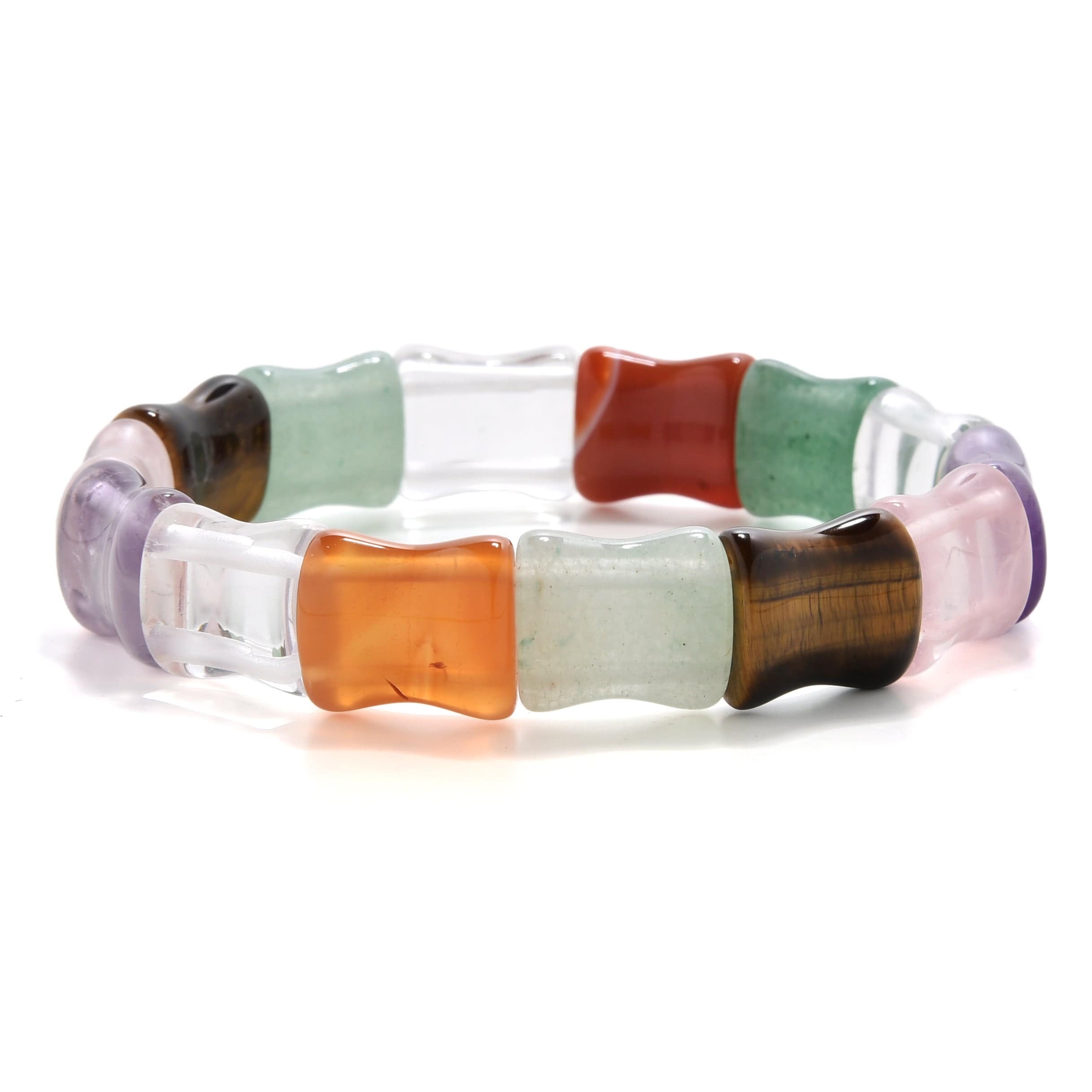 Kalifano Gemstone Bracelets Multi Gemstone 11mm Beads Elastic Bracelet BLUE-BGP-065