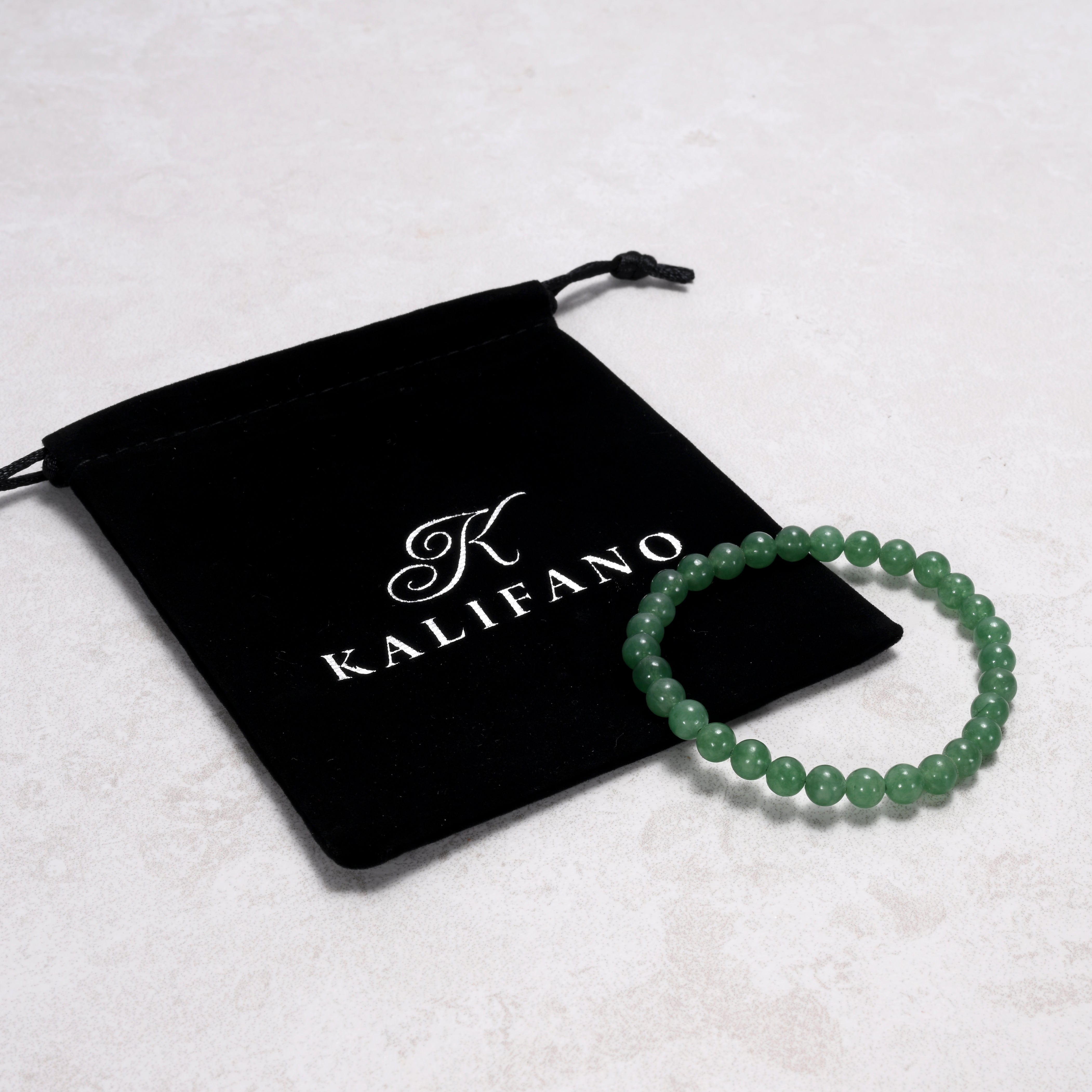 Kalifano Gemstone Bracelets Natural Aventurine 6mm Gemstone Bead Elastic Bracelet