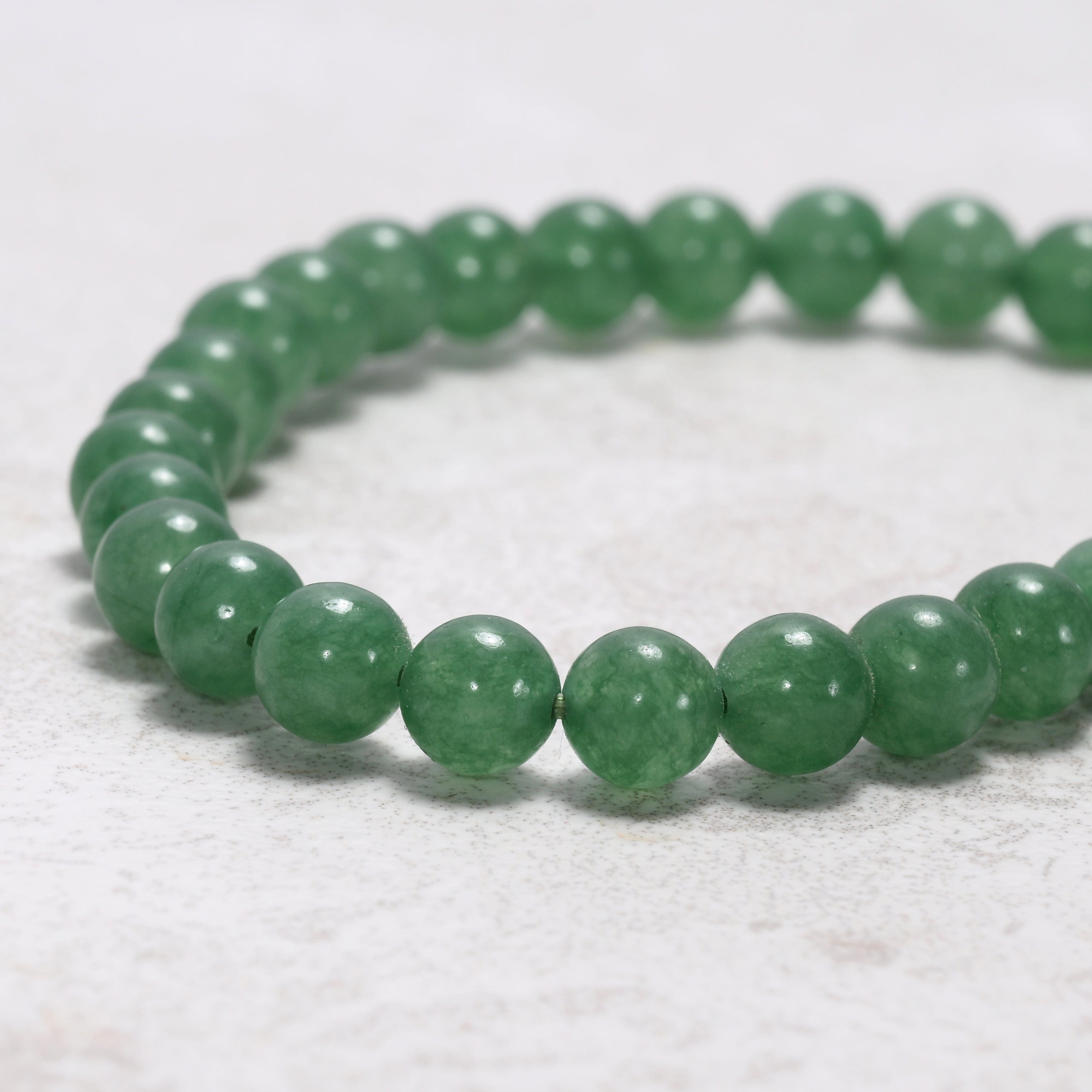 Kalifano Gemstone Bracelets Natural Aventurine 6mm Gemstone Bead Elastic Bracelet