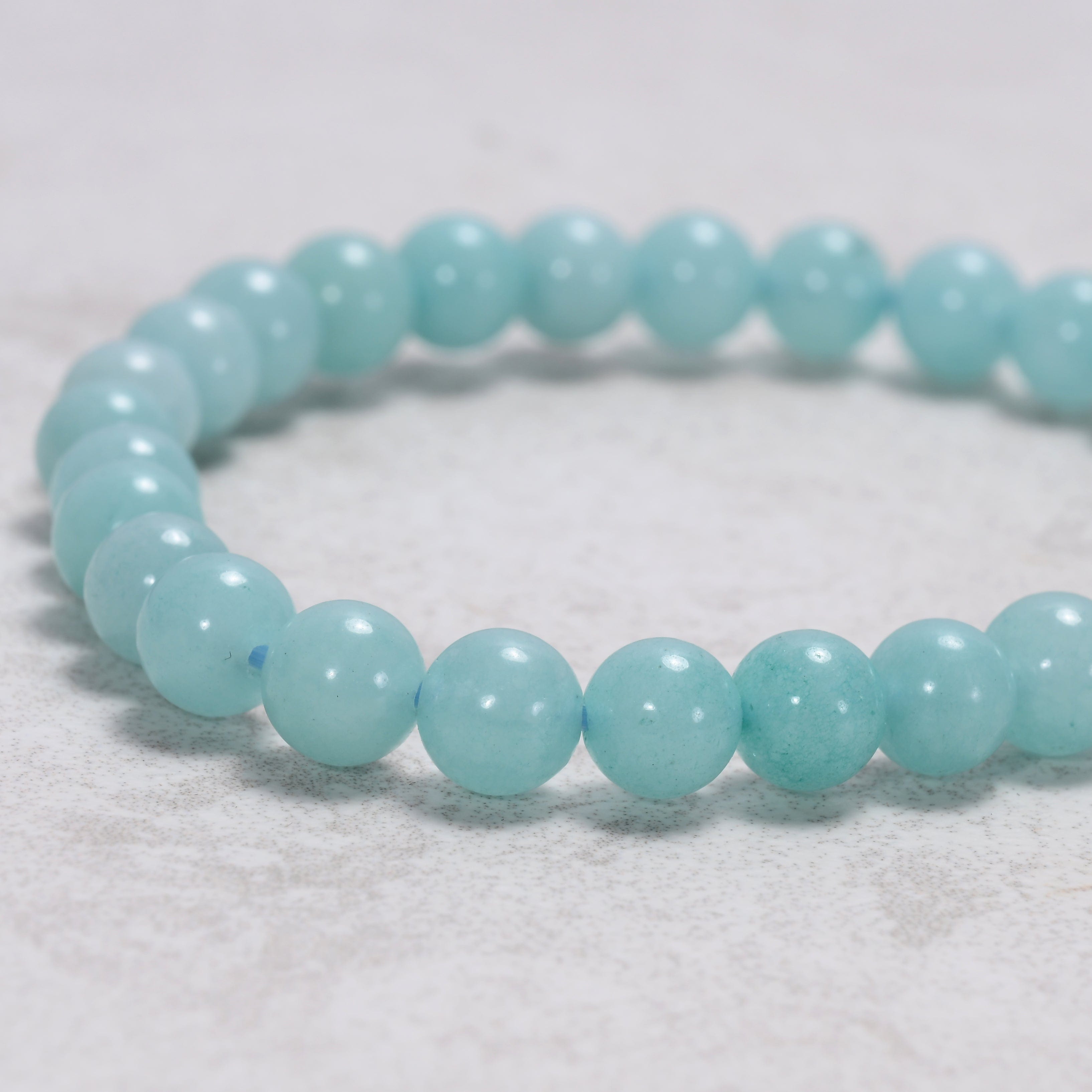 Kalifano Gemstone Bracelets Natural Blue Amazonite 6mm Gemstone Bead Elastic Bracelet