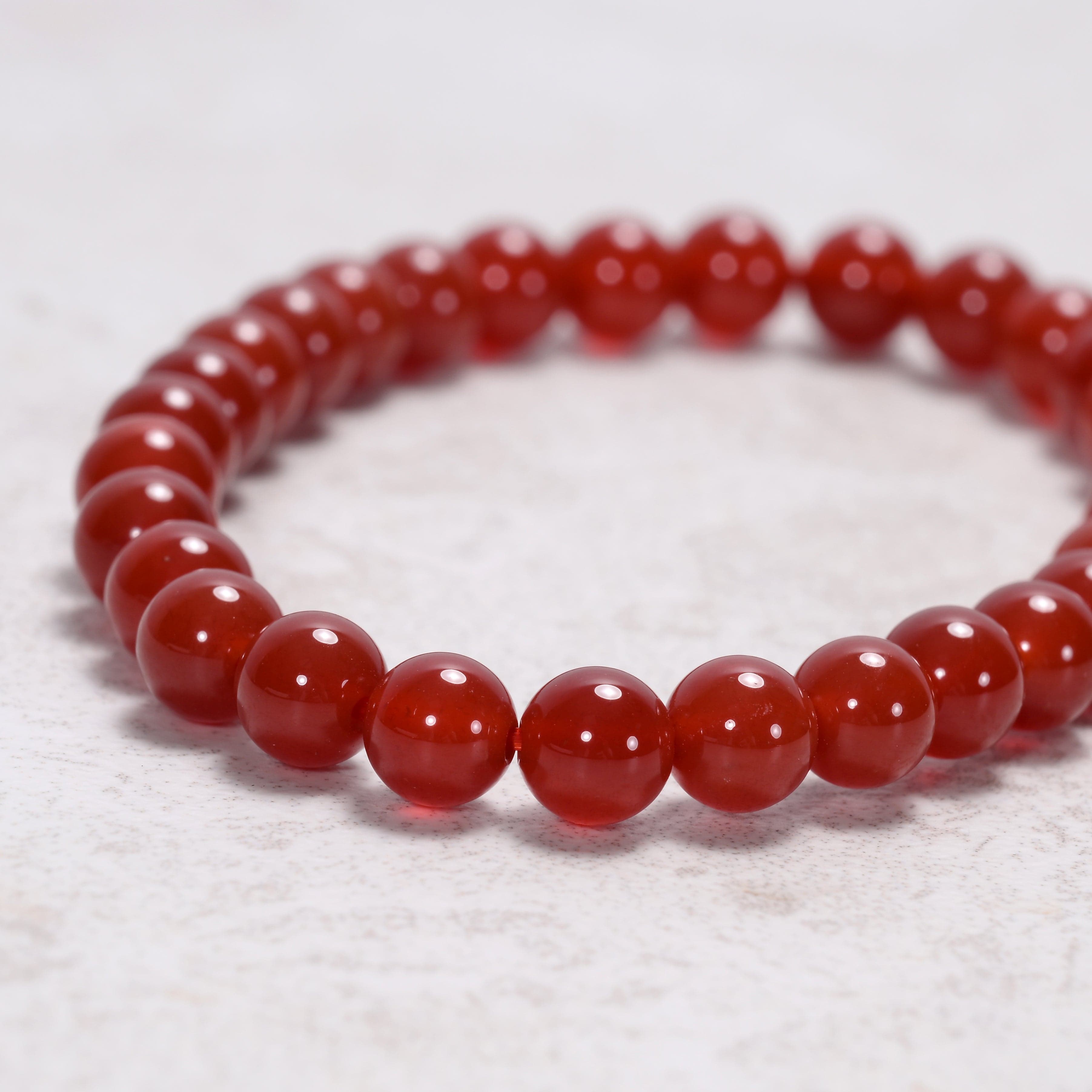Kalifano Gemstone Bracelets Natural Carnelian 6 mm Beaded Gemstone Bracelet
