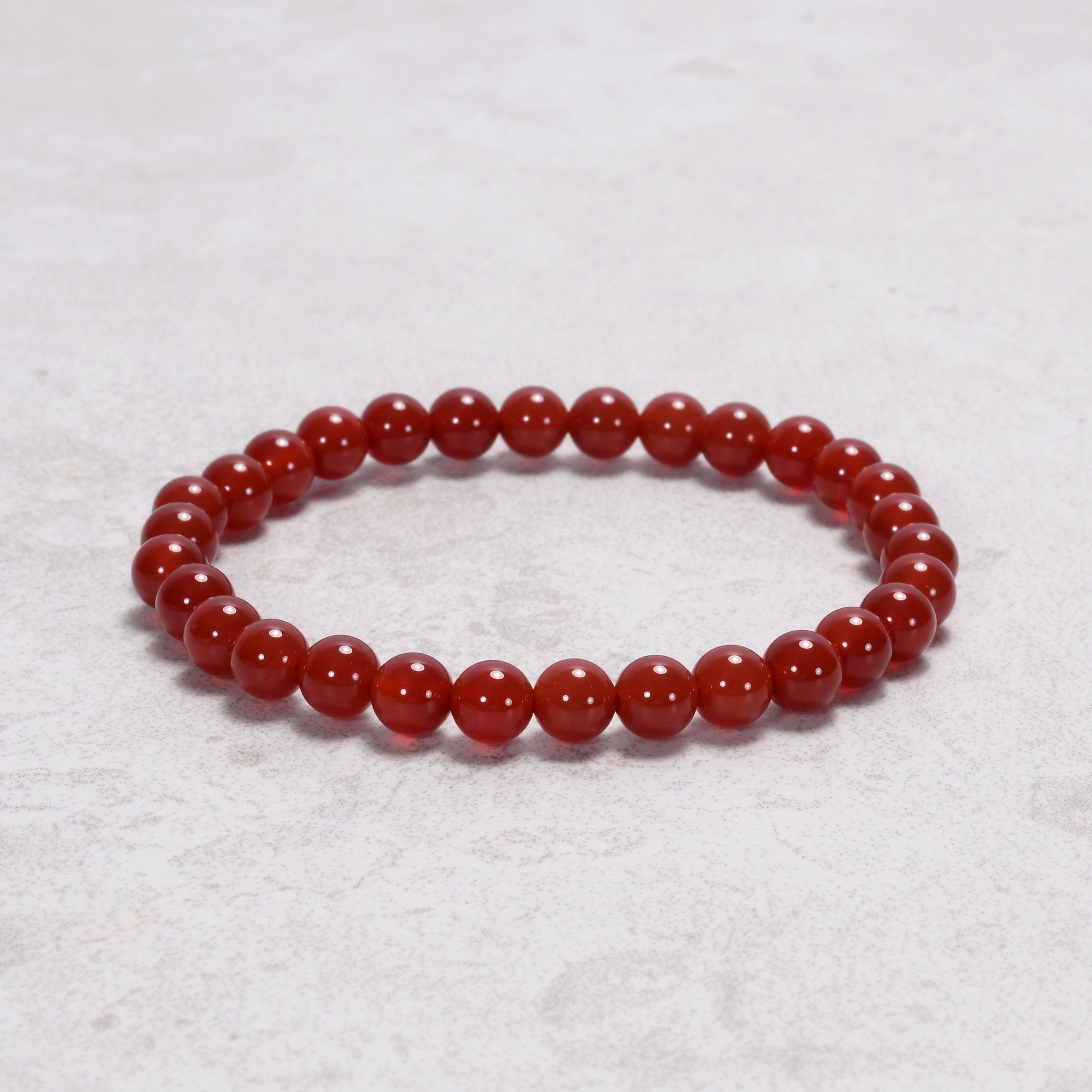 Kalifano Gemstone Bracelets Natural Carnelian 6 mm Beaded Gemstone Bracelet