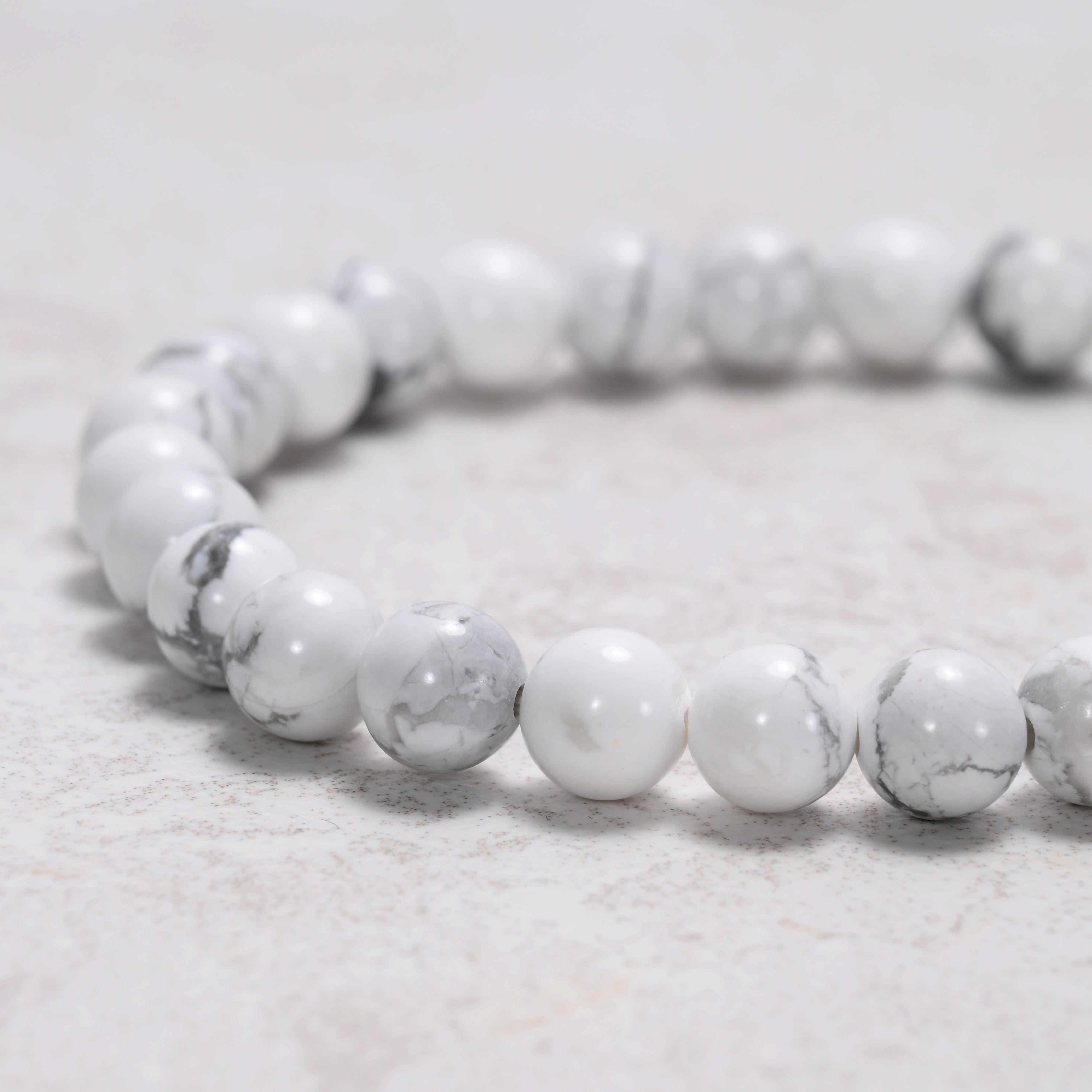 Kalifano Gemstone Bracelets Natural Howlite 6mm Beaded Gemstone Bracelet