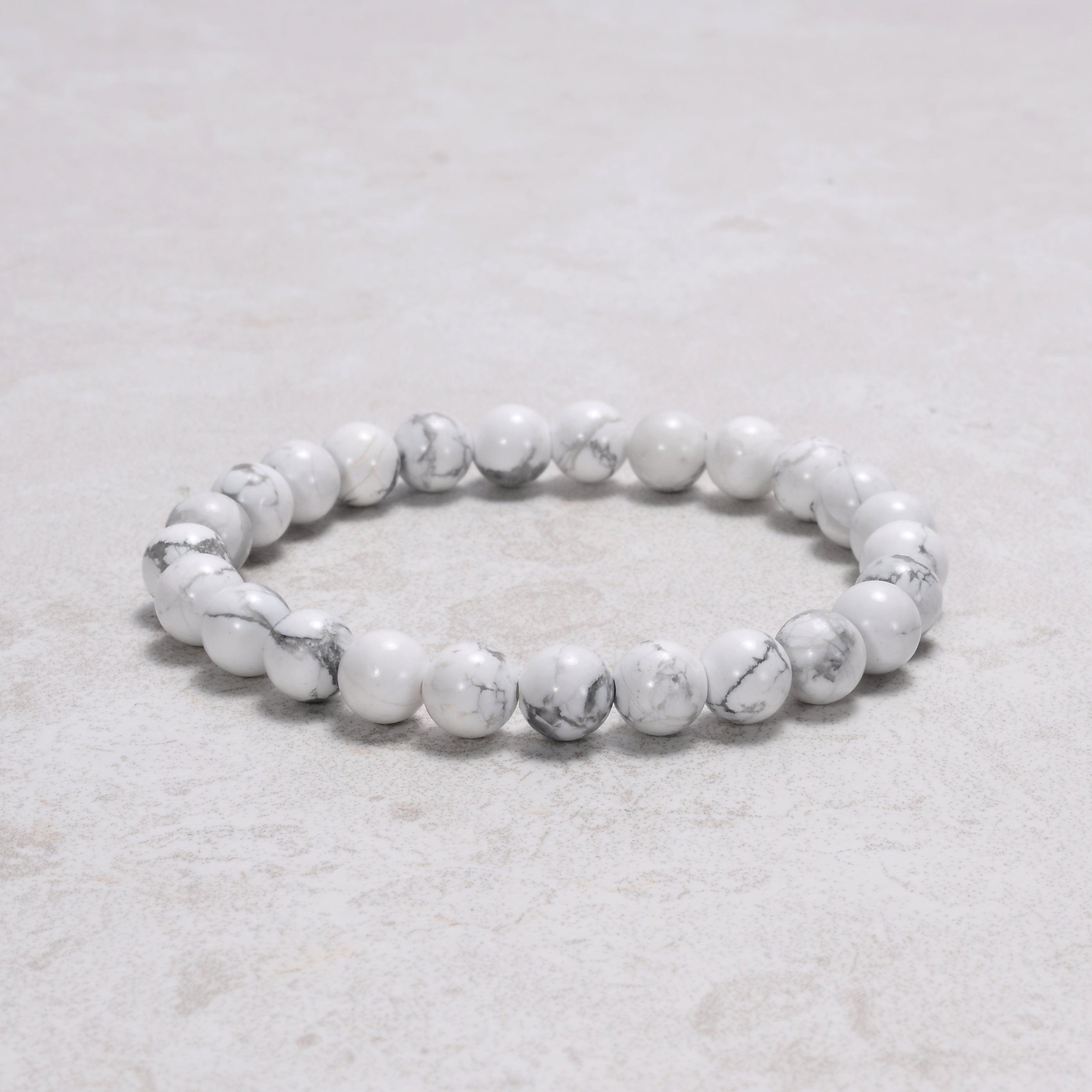 Kalifano Gemstone Bracelets Natural Howlite 8 mm Beaded Gemstone Bracelet