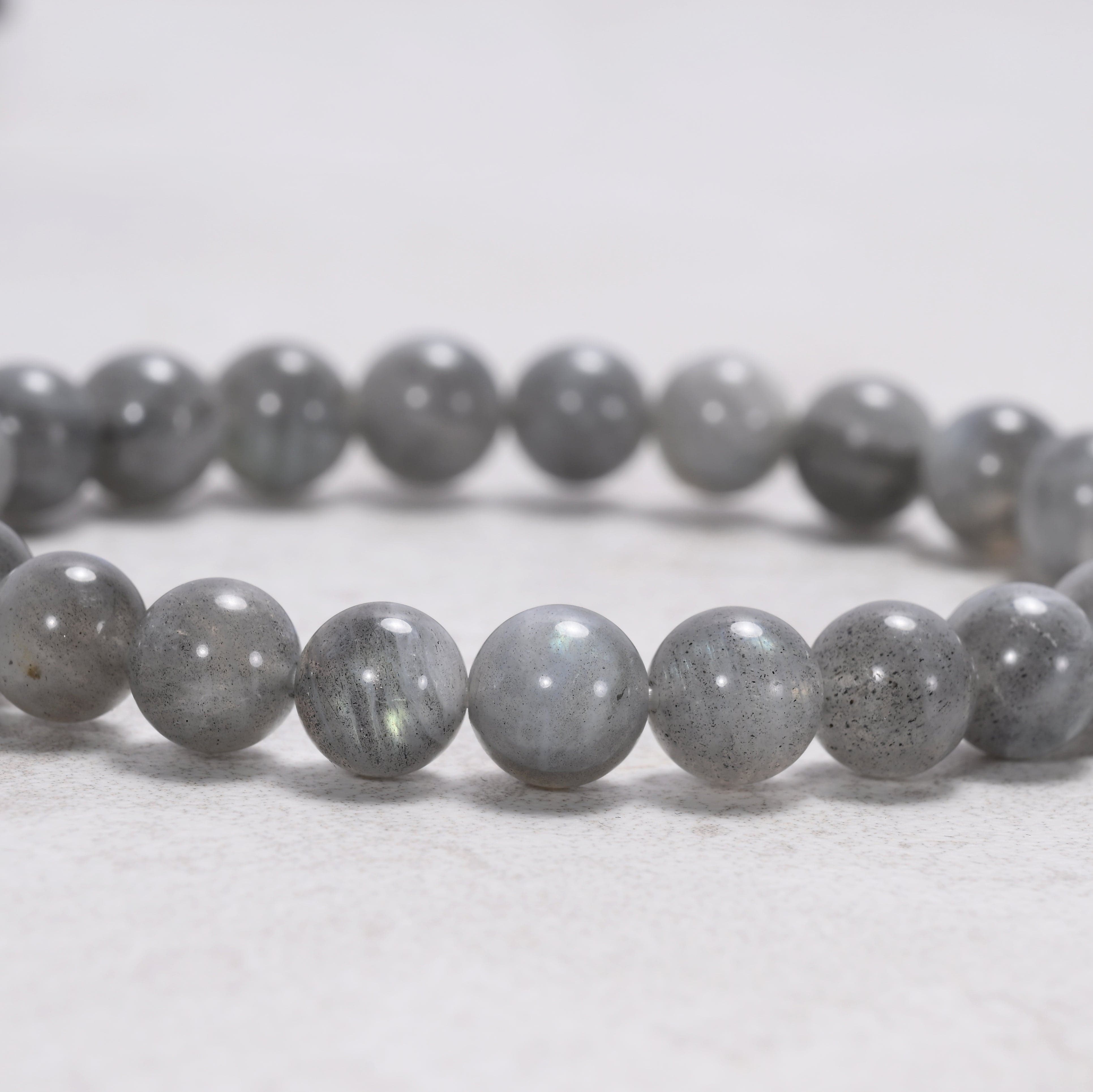 Kalifano Gemstone Bracelets Natural Labradorite 8 mm Beaded Gemstone Bracelet