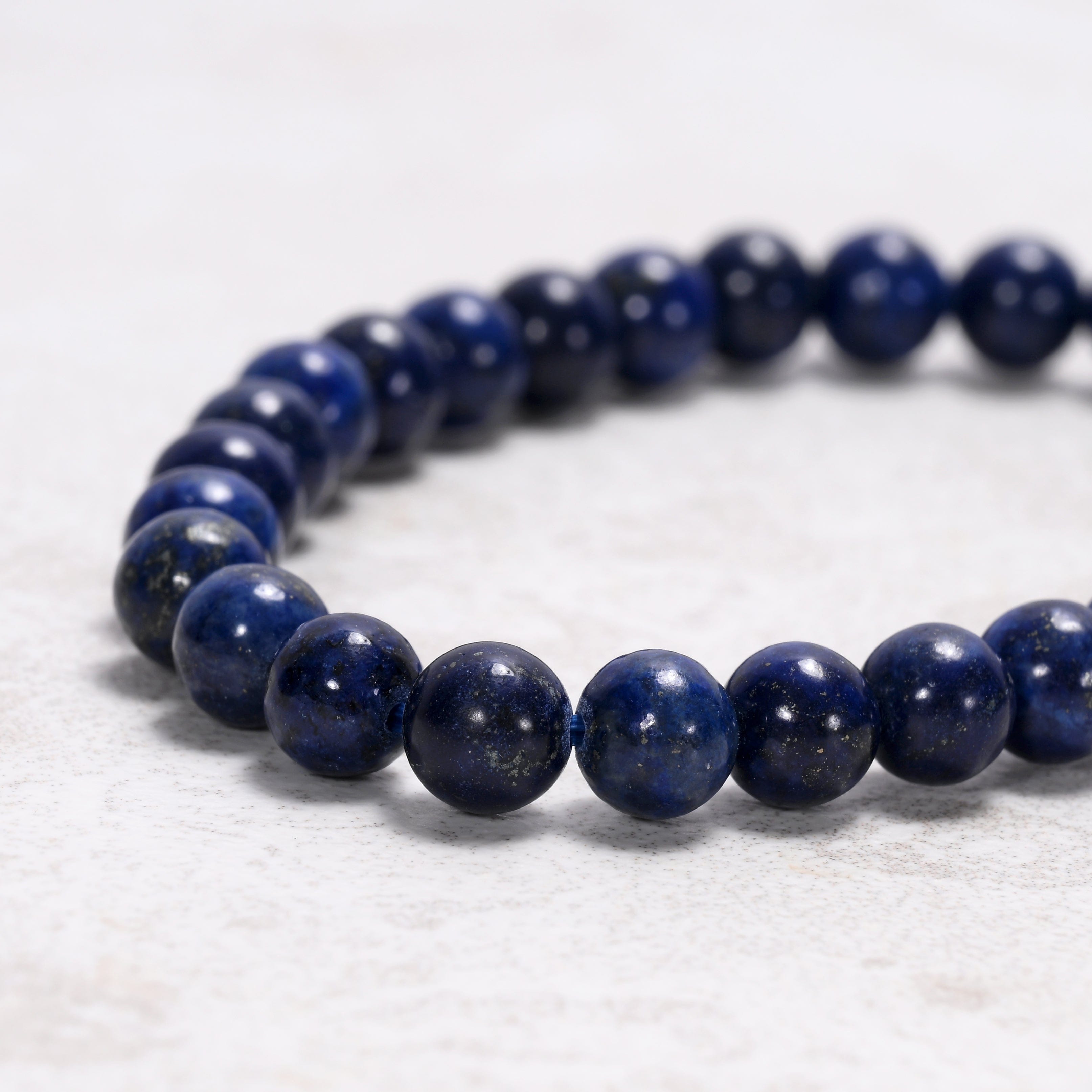 Kalifano Gemstone Bracelets Natural Lapis 6 mm Beaded Gemstone Bracelet