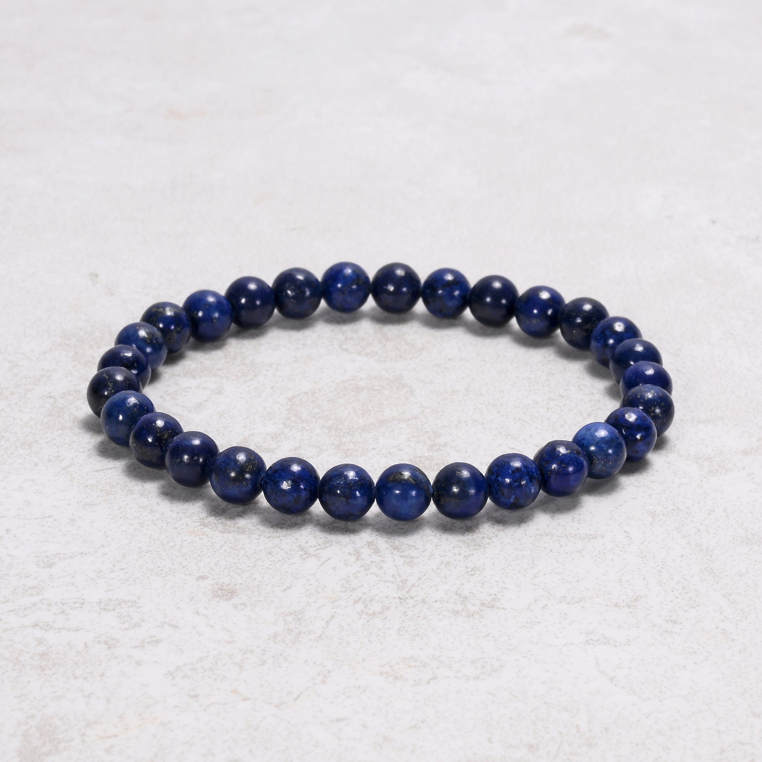 Kalifano Gemstone Bracelets Natural Lapis 6 mm Beaded Gemstone Bracelet
