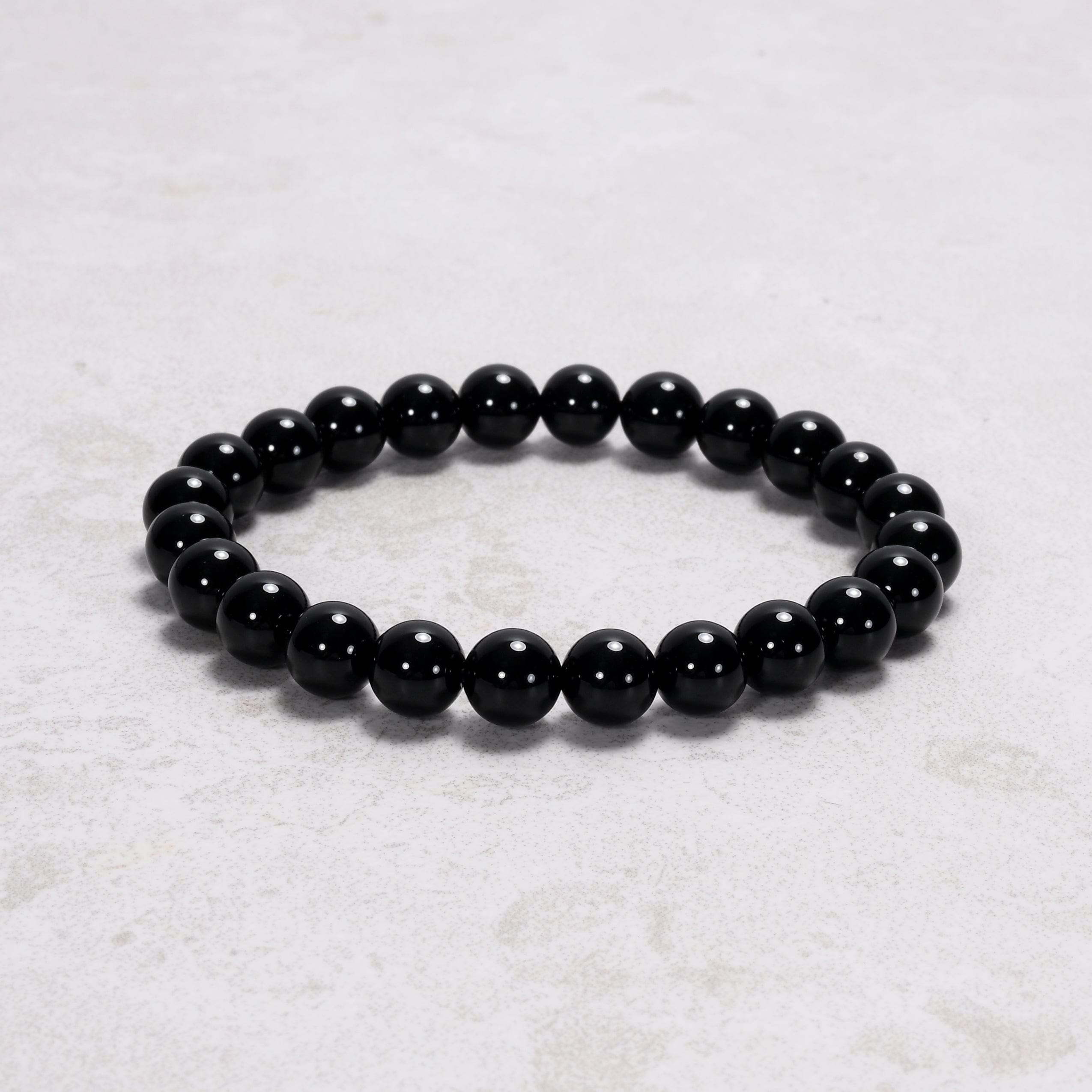 Kalifano Gemstone Bracelets Natural Obsidian 8 mm Beaded Gemstone Bracelet